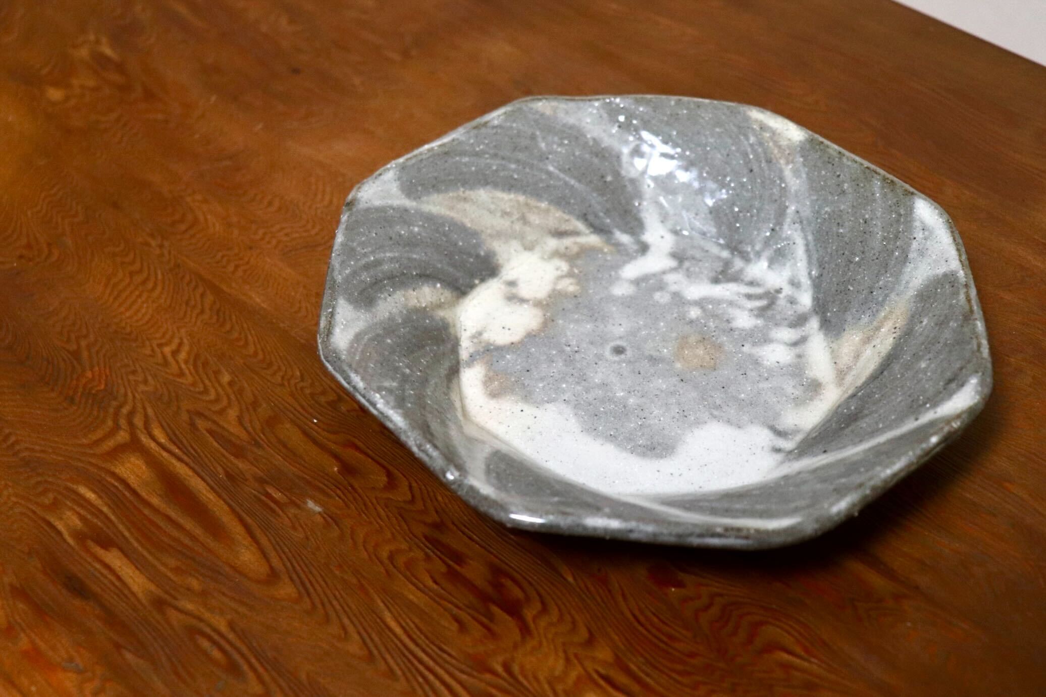 GMIO494F◯丹山窯 丹波焼 八角皿 陶器 丹波篠山 伝統工芸 未使用