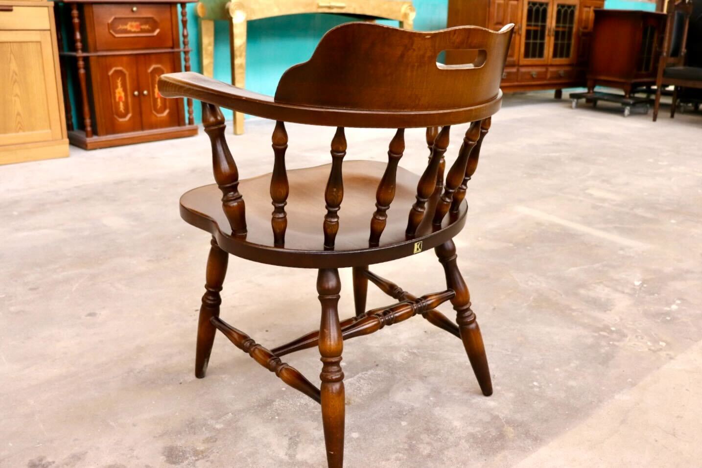 GMHS591A○飛騨産業 / HIDA キツツキ ウィンザーチェア ダイニングチェア 椅子 カントリー レトロ 無垢 国産家具