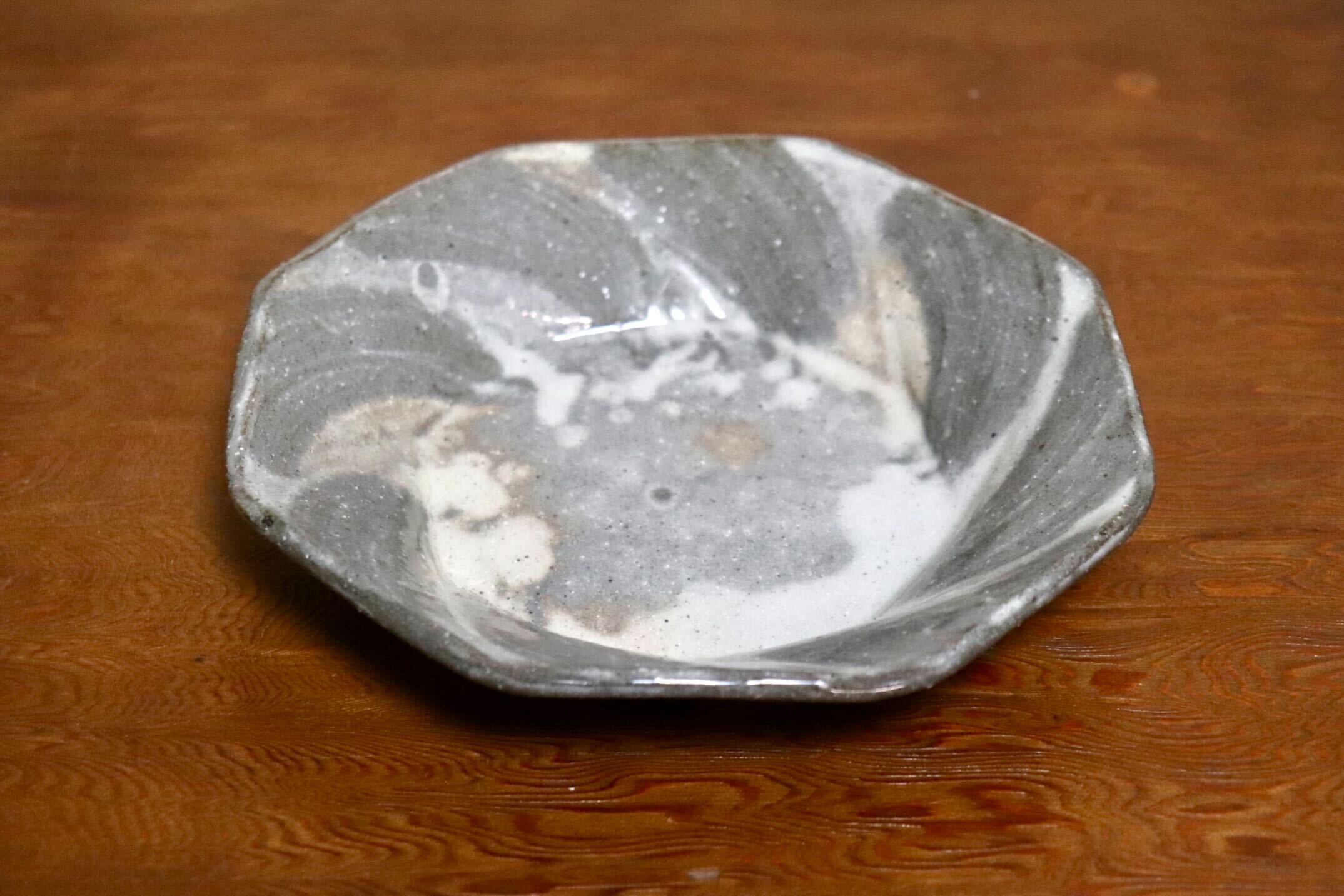 GMIO494F◯丹山窯 丹波焼 八角皿 陶器 丹波篠山 伝統工芸 未使用