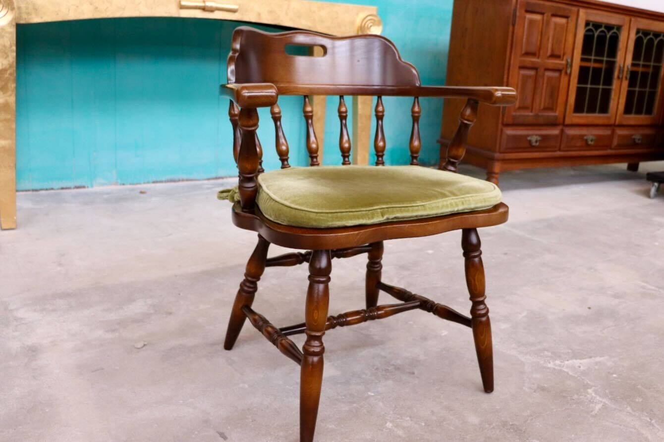 GMHS591B○飛騨産業 / HIDA キツツキ ウィンザーチェア ダイニングチェア 椅子 クラクション付 カントリー レトロ 無垢 国産家具