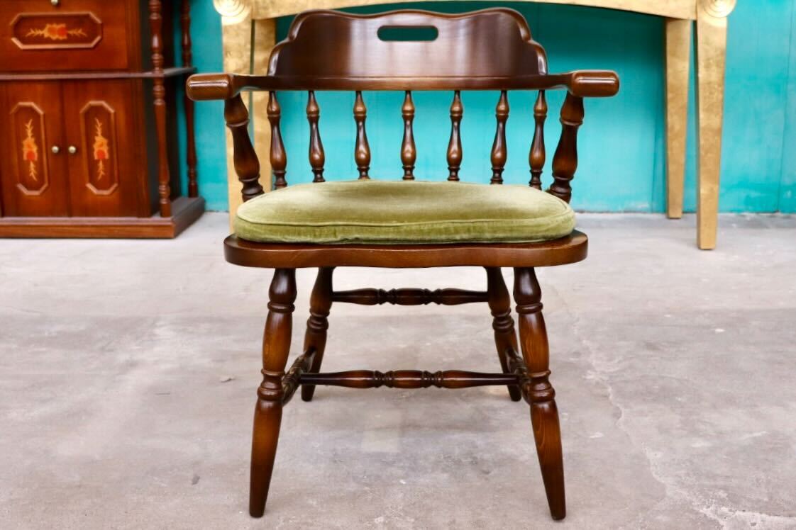 GMHS591B○飛騨産業 / HIDA キツツキ ウィンザーチェア ダイニングチェア 椅子 クラクション付 カントリー レトロ 無垢 国産家具