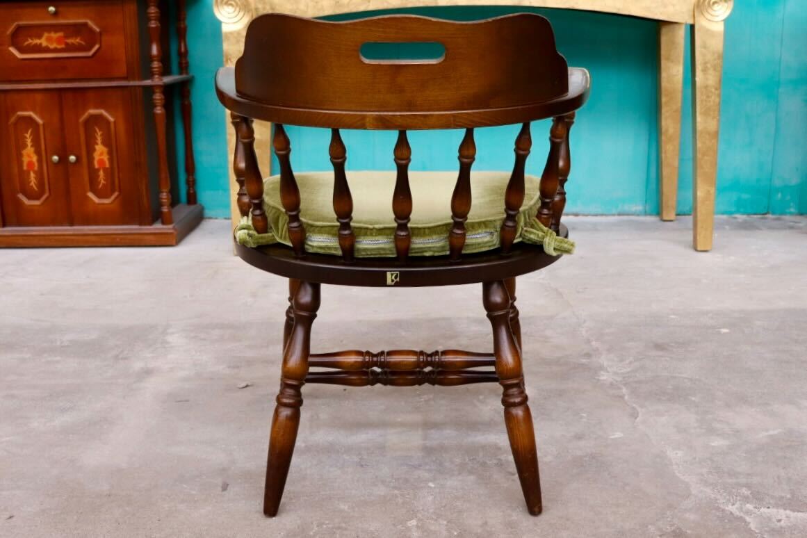 GMHS591B○飛騨産業 / HIDA キツツキ ウィンザーチェア ダイニングチェア 椅子 クラクション付 カントリー レトロ 無垢 国産家具