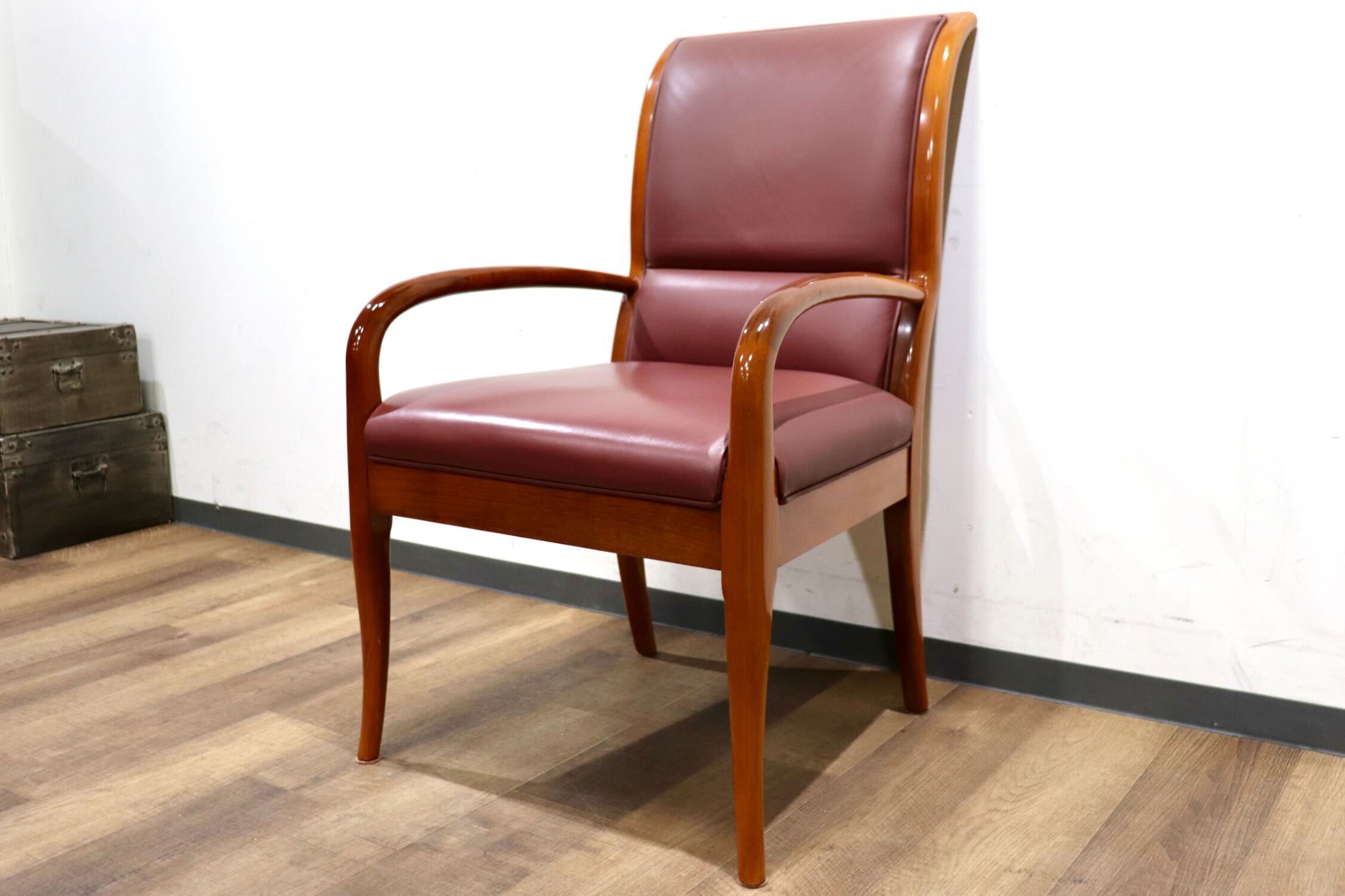 GMHK626C○domani / ドマーニ カリモク最高峰 Forza フォルザ ダイニングチェア アームチェア 食卓椅子 本革 モダン 肘置き 定価約27万