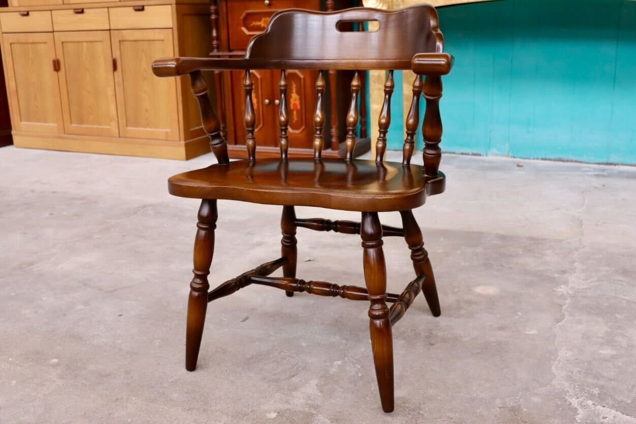 GMHS591B○飛騨産業 / HIDA キツツキ ウィンザーチェア ダイニングチェア 椅子 クラクション付 カントリー レトロ 無垢 国産家具