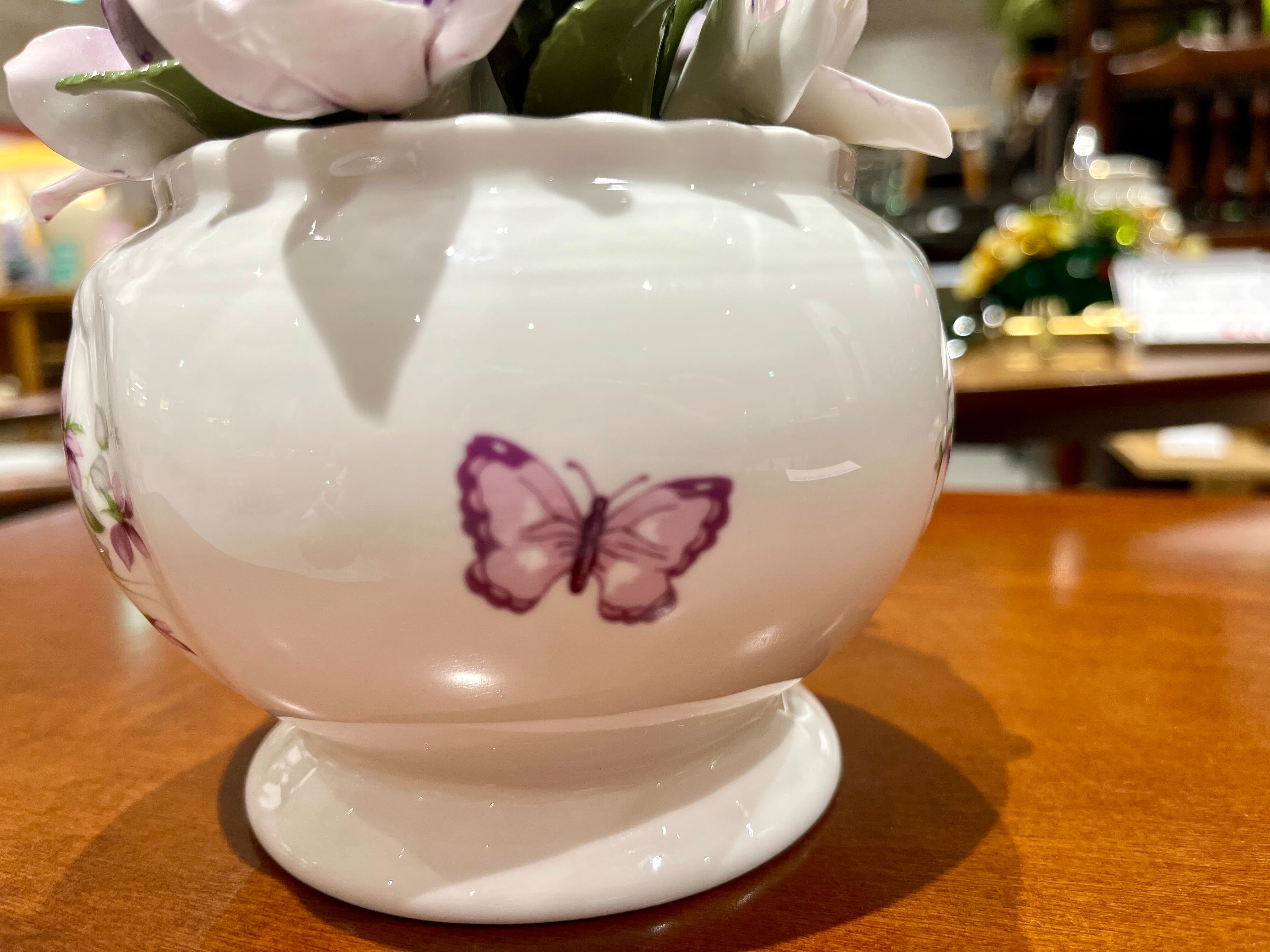 GMIK142A○AYNSLEY / エインズレイ イングリッシュバイオレット Made in England 陶花 置物 オブジェ 花