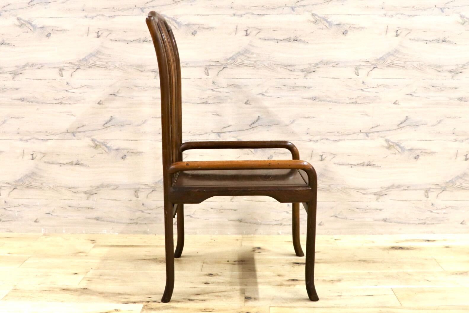 GMGS125○唐木家具 鉄刀木 ダイニングチェア 食卓椅子 セミアームチェア アジアン ヴィンテージ オリエンタル 中国美術 椅子 木製家具