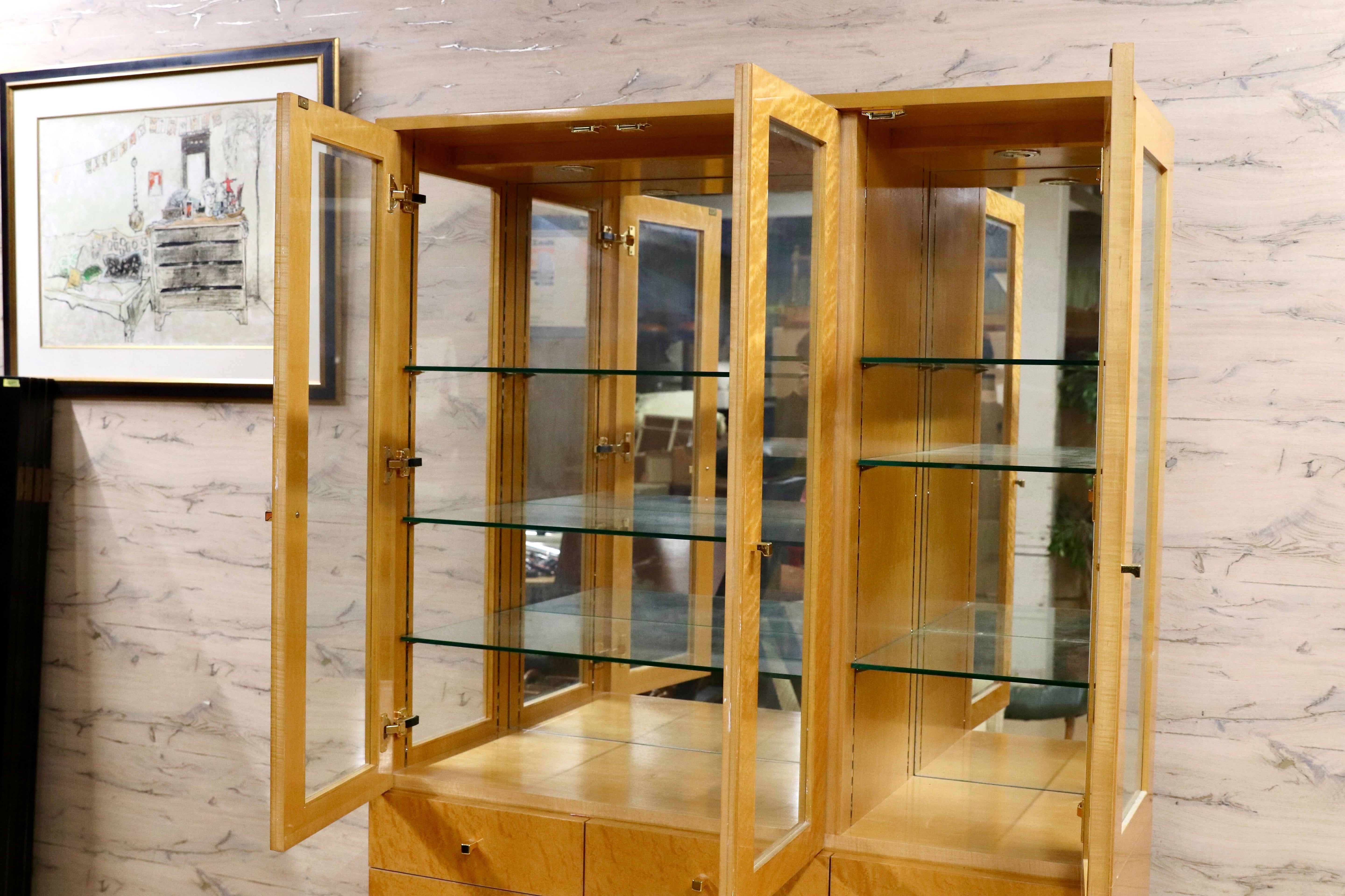 GMIS371○IDC大塚家具 スプレンダー キャビネット 飾り棚 バーズアイメープル クラシック エレガント リビングボード カップボード