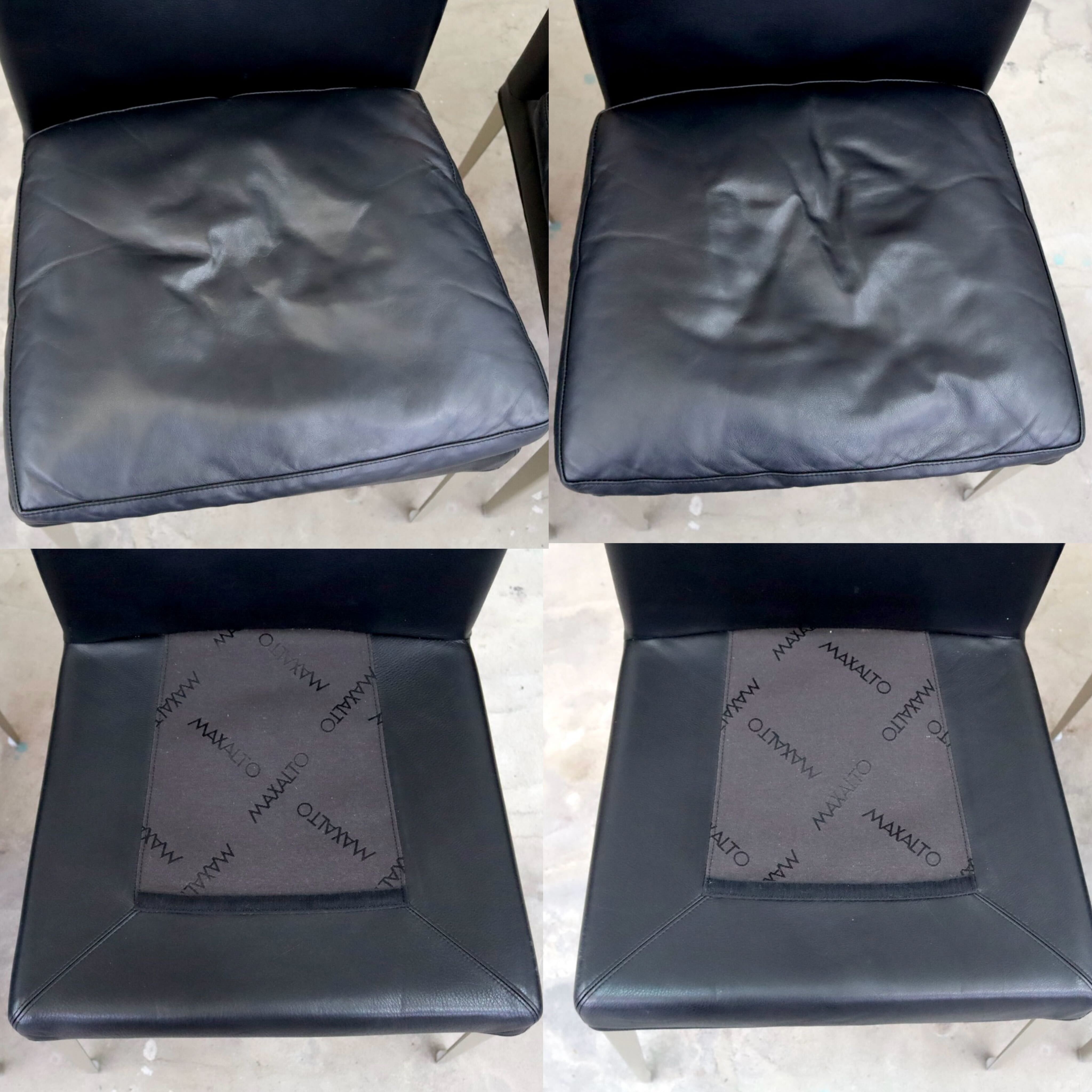 GMIK456A○B&B ITALIA MAXALTOEUNICE ダイニングチェア 椅子 レザー ブラック アントニオ・チッテリオ イタリアモダン 2脚セット 約58万