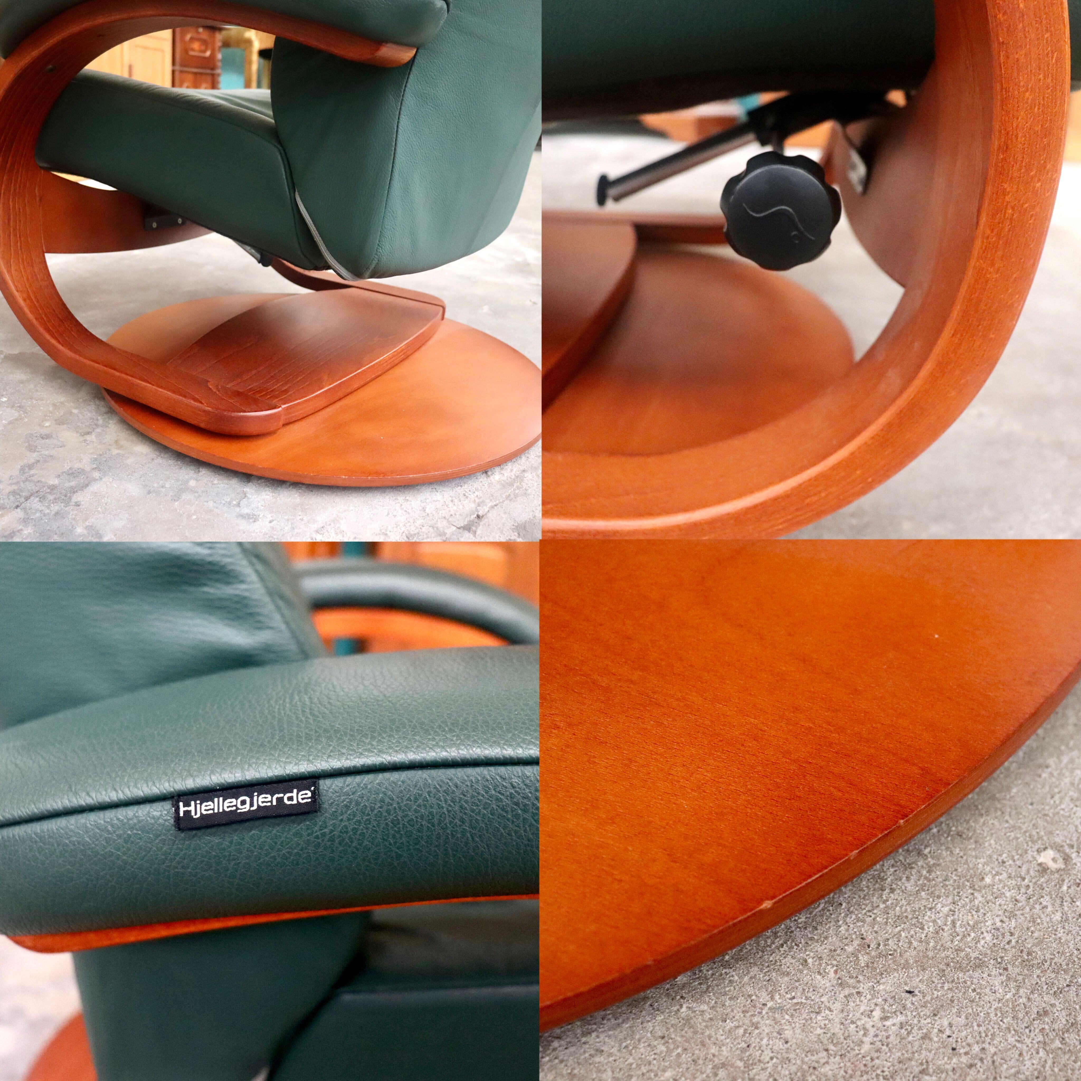 GMHK660○フィヨルド イエリアーダ 本革 リクライニングチェア シングルソファ 1人掛けソファ ラウンジチェア 回転式 グリーン 北欧