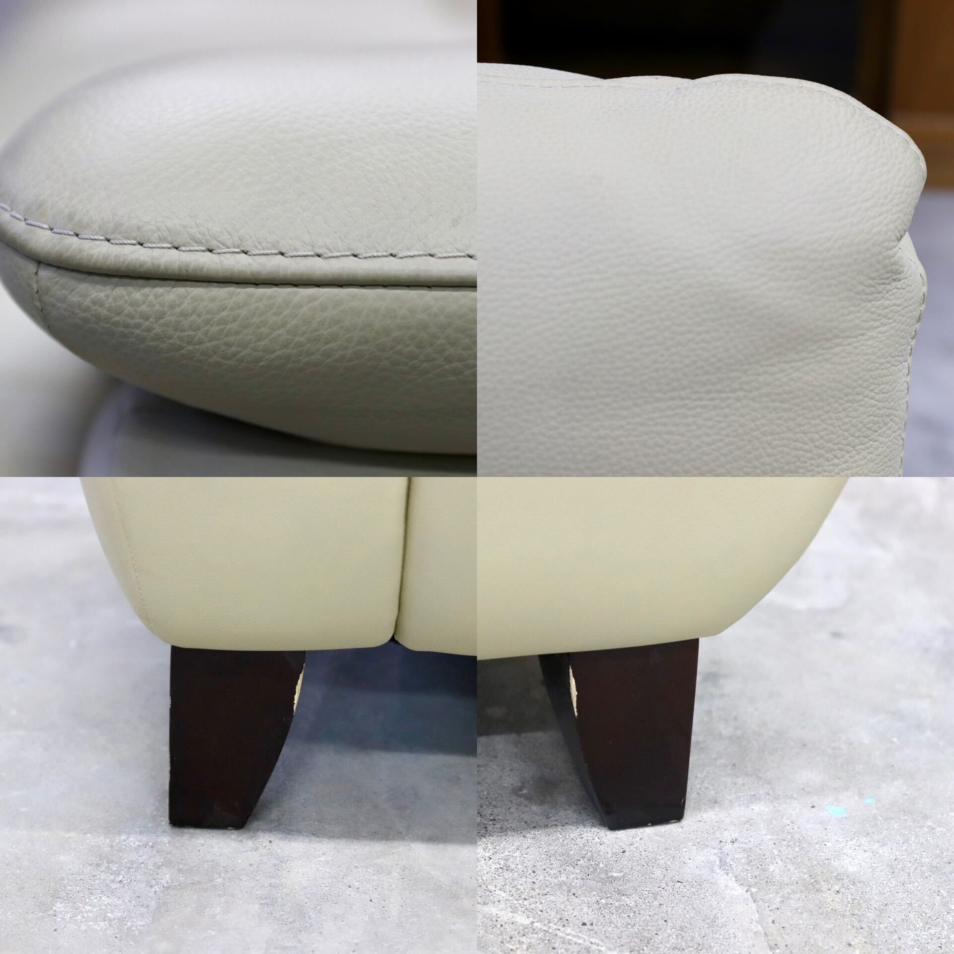 GMHS369○IDC大塚家具 ルーニー 2.5人掛けソファ ラブソファ 長椅子 本革 アイボリー ベージュ系 定価16.5万