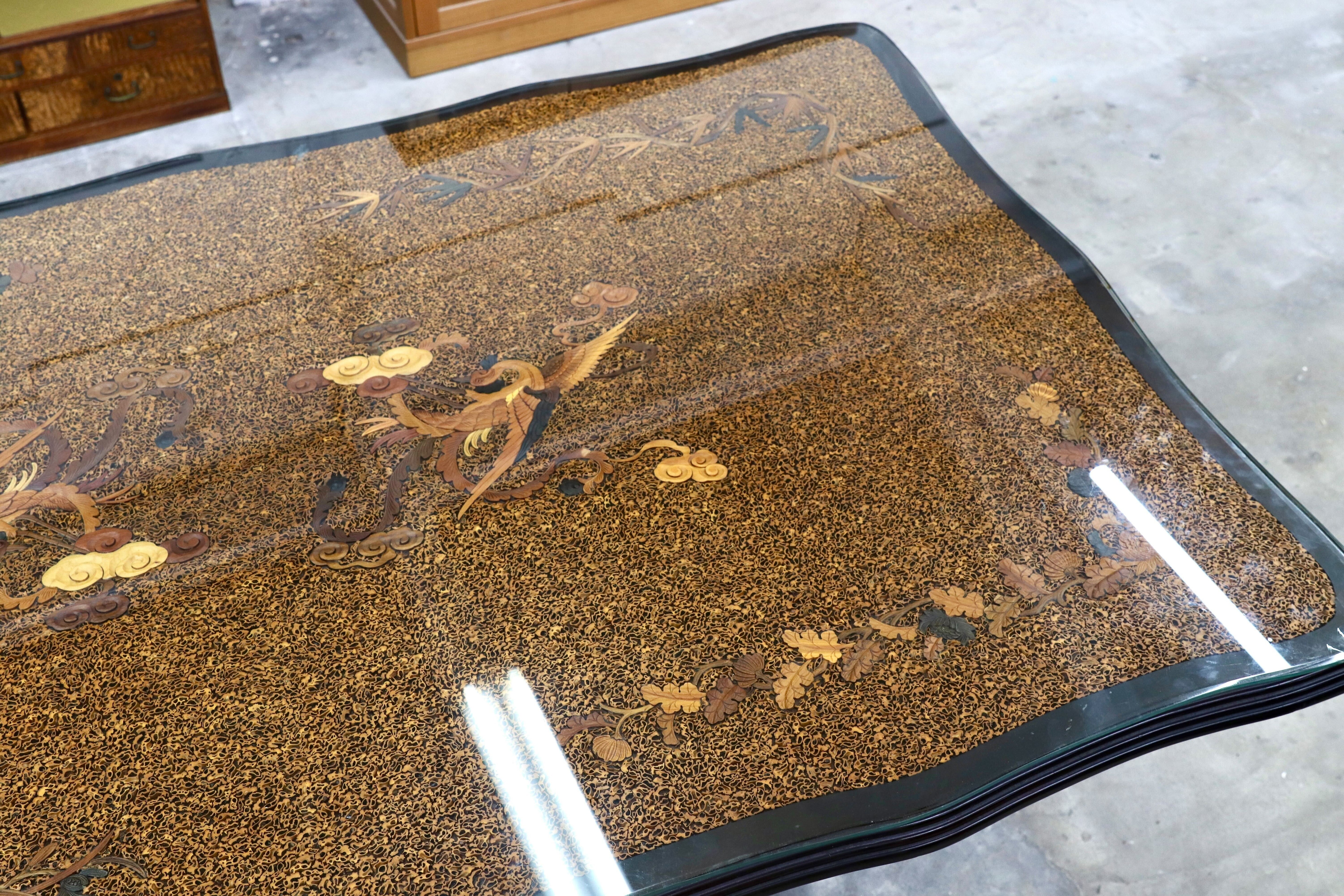 GMIH108○最高級 ダイニングテーブル 食卓テーブル 綿密細工 唐木 和モダン 中国美術 アンティーク