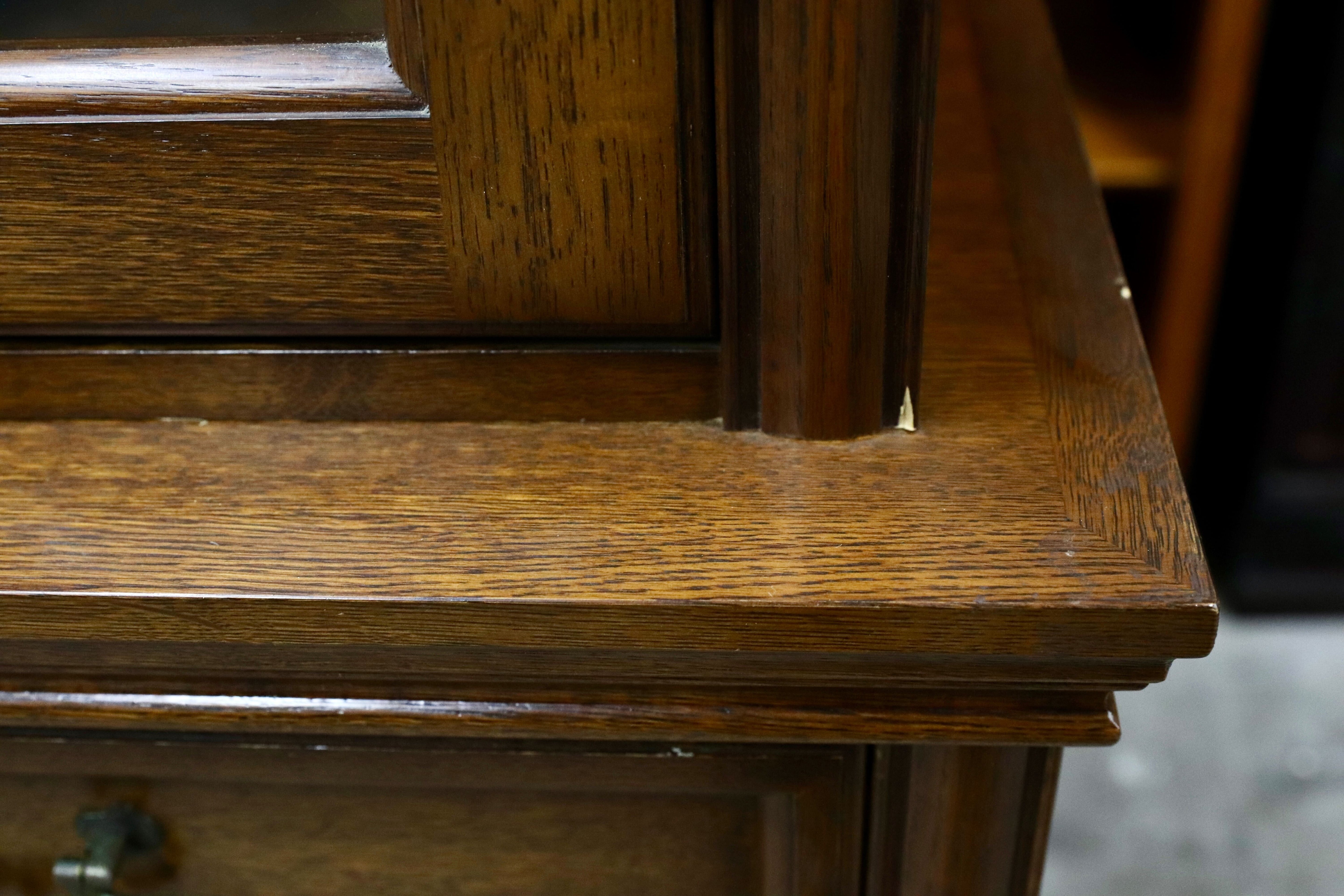 GMIH351○クラシック アンティーク キャビネット 飾り棚 書棚 リビングボード カップボード オーク材 検)府中 東海 ロイヤル カリモク