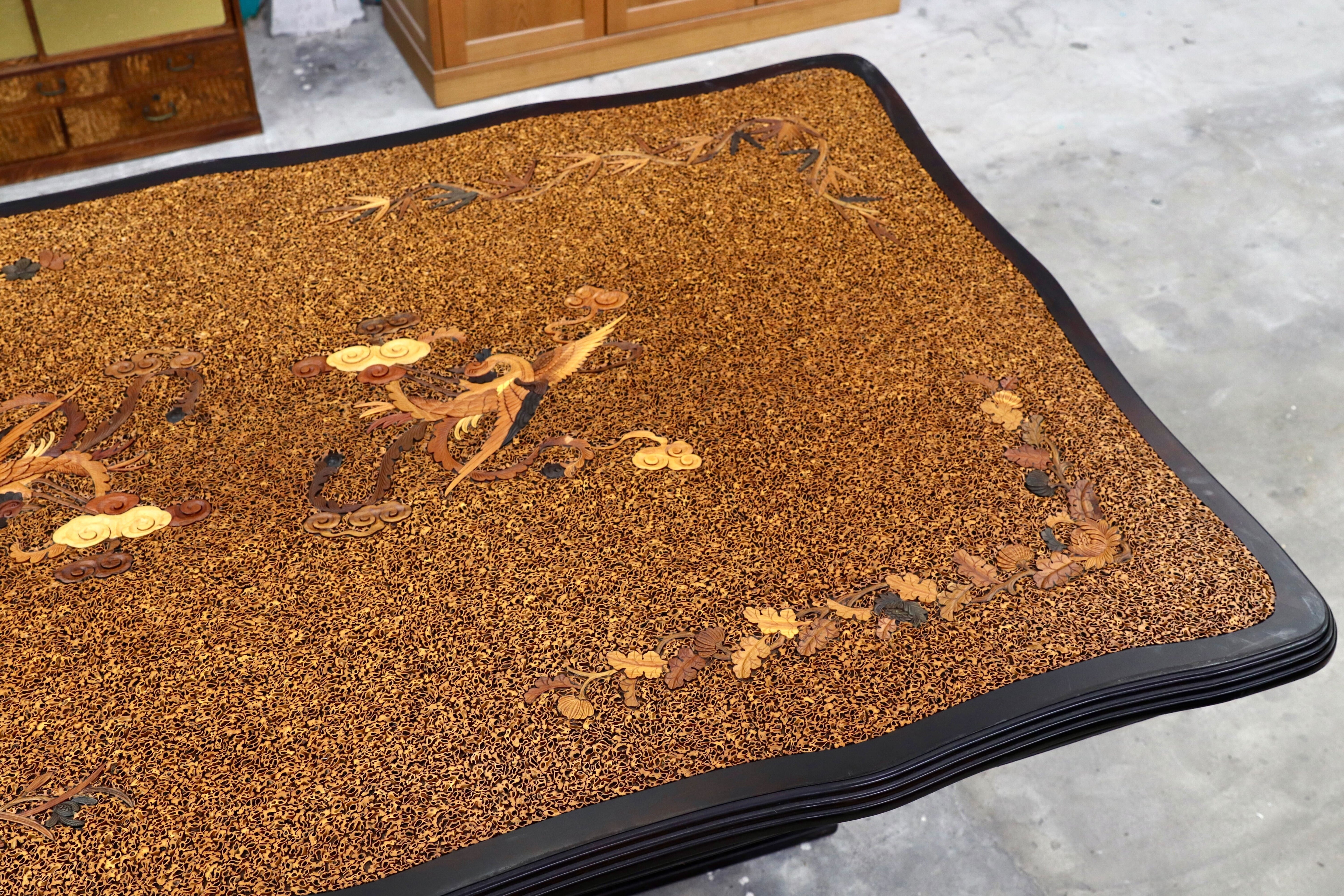 GMIH108○最高級 ダイニングテーブル 食卓テーブル 綿密細工 唐木 和モダン 中国美術 アンティーク