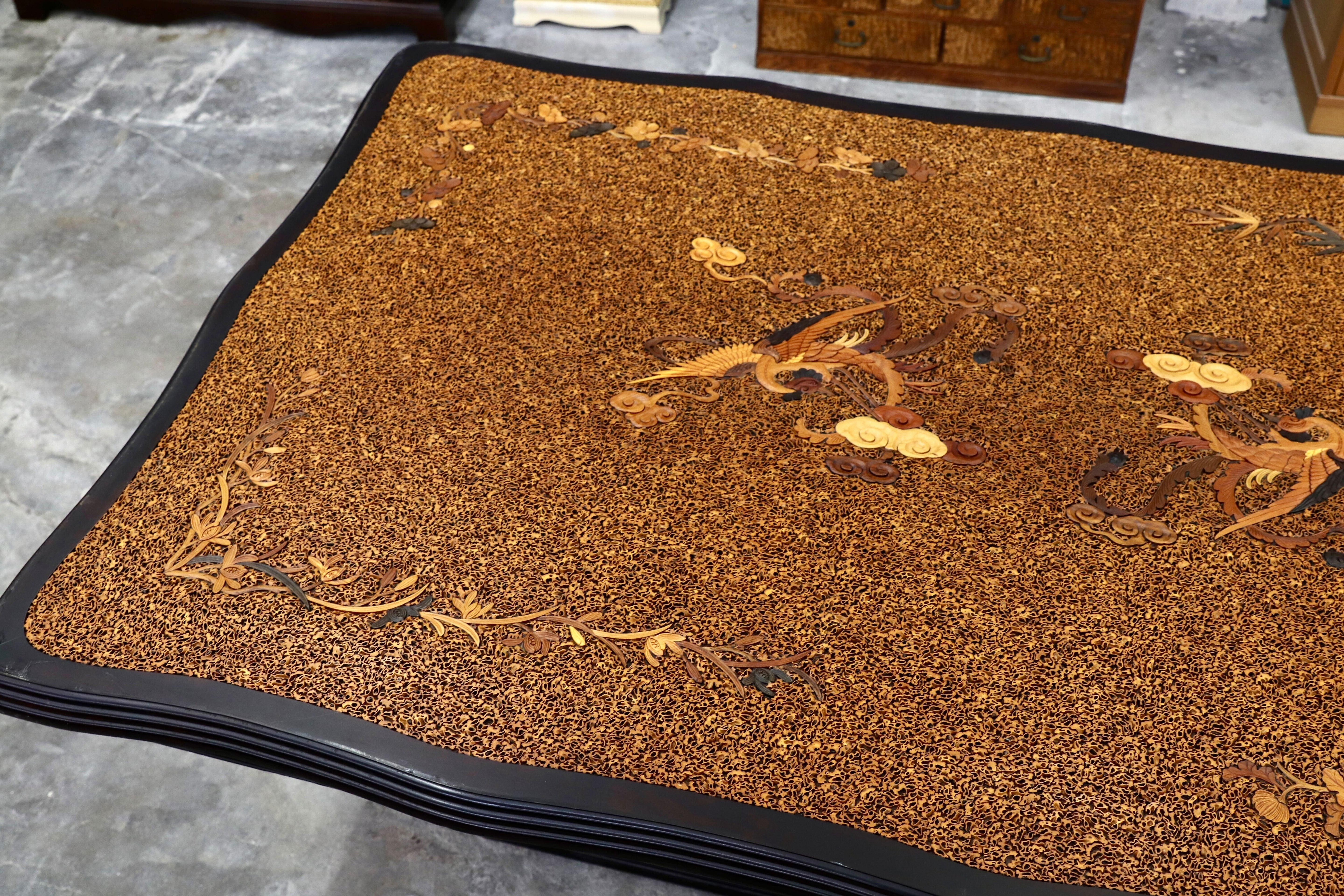 GMIH108○最高級 ダイニングテーブル 食卓テーブル 綿密細工 唐木 和モダン 中国美術 アンティーク