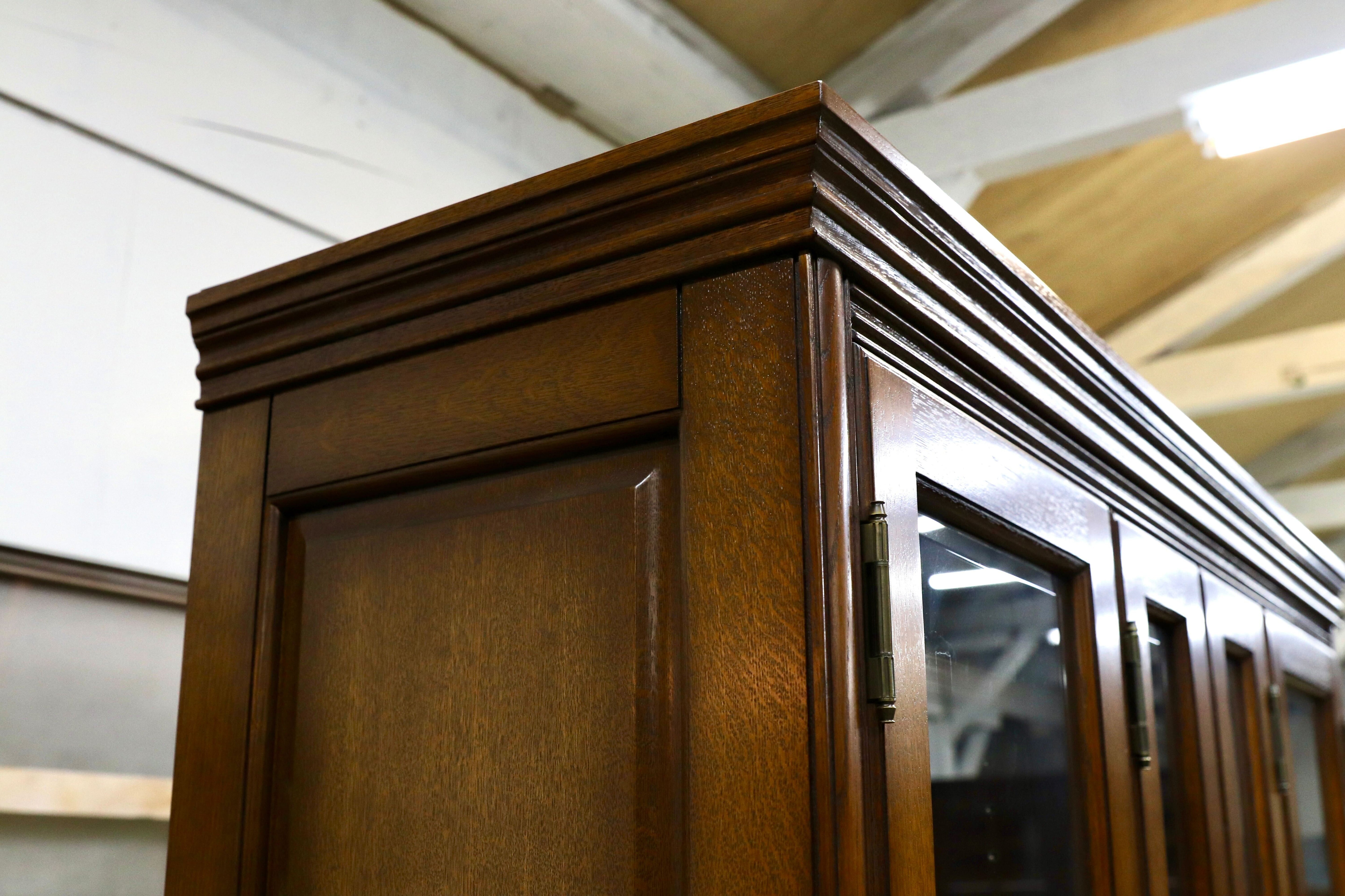 GMIH351○クラシック アンティーク キャビネット 飾り棚 書棚 リビングボード カップボード オーク材 検)府中 東海 ロイヤル カリモク