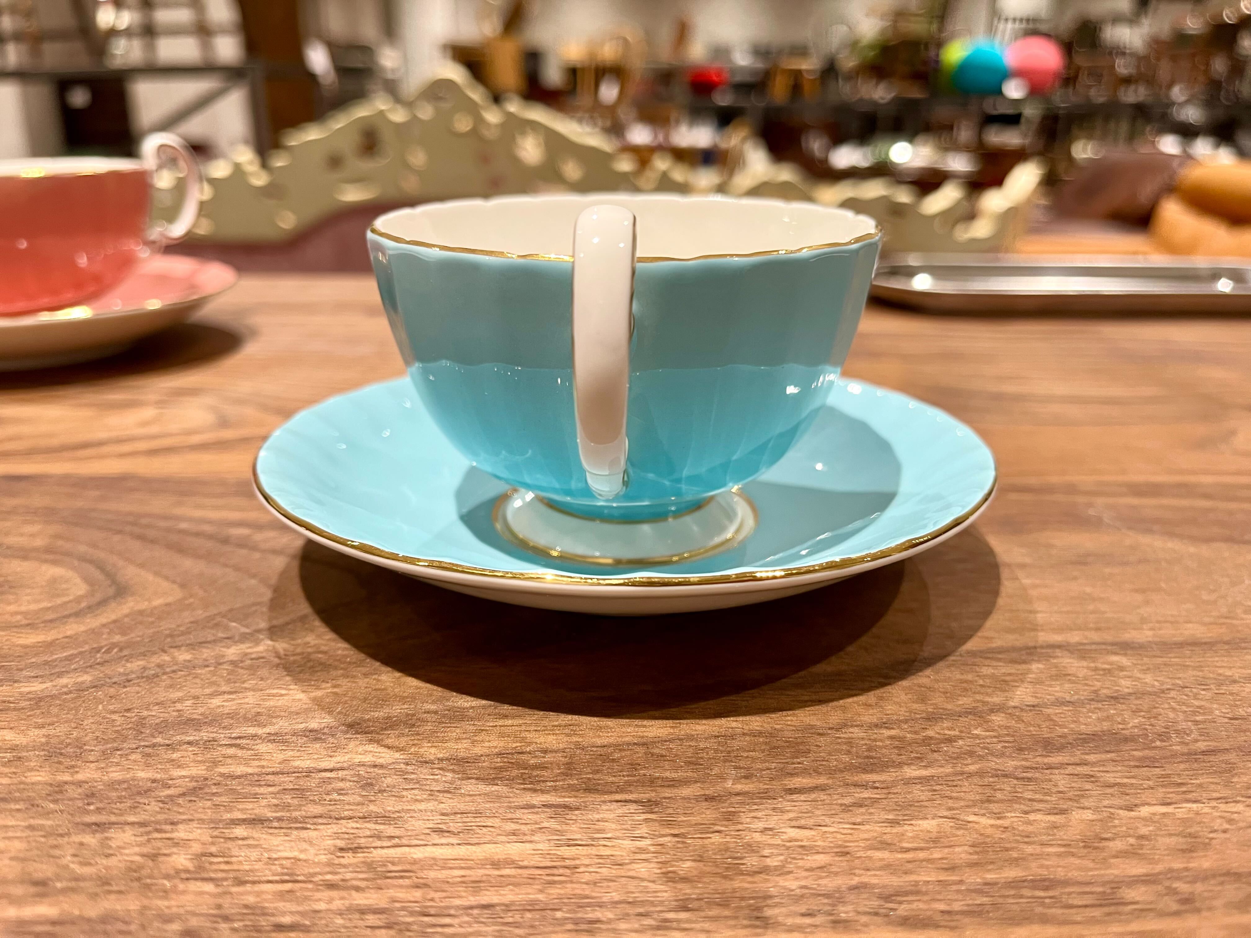 GMIK146OB○AYNSLEY / エインズレイ カップ&ソーサー 水色 Made in England Fine Bone China 花柄 ティーカップ