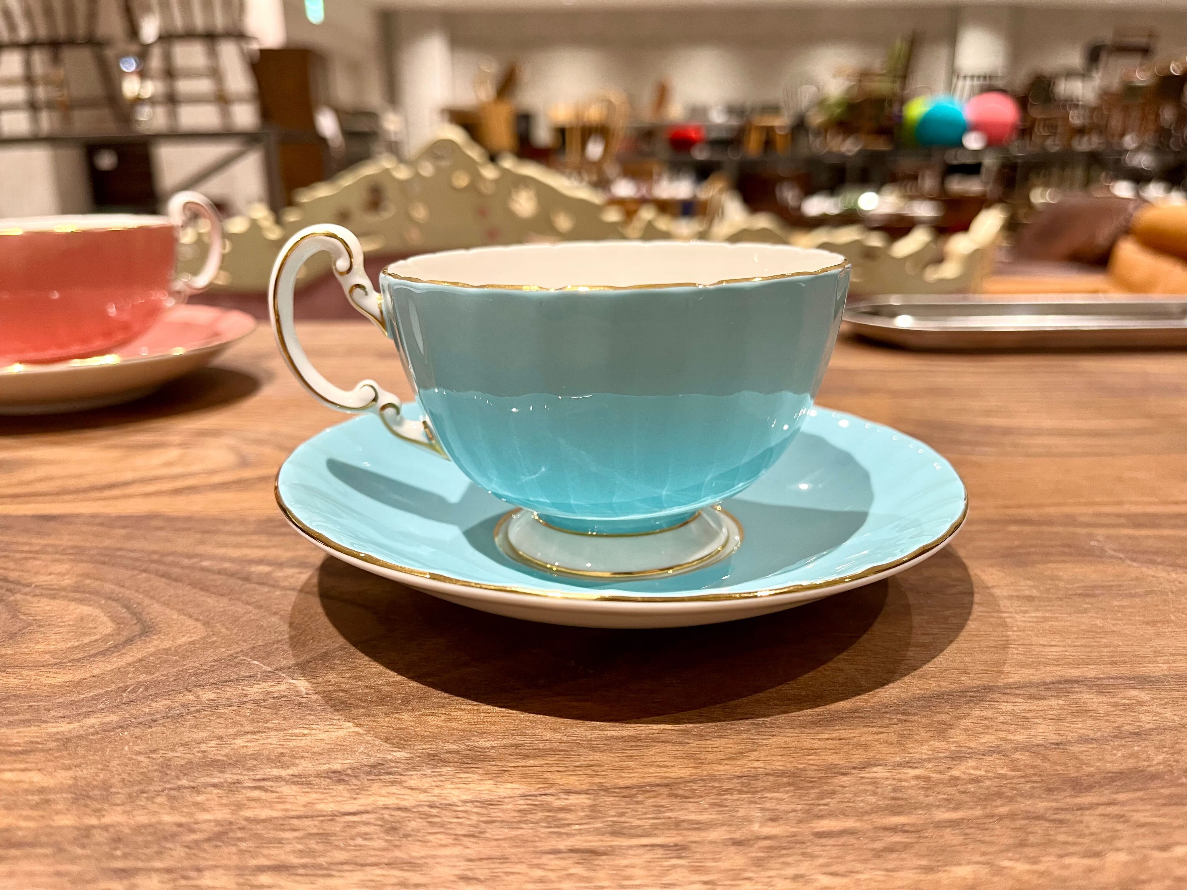 GMIK146OB○AYNSLEY / エインズレイ カップ&ソーサー 水色 Made in England Fine Bone China 花柄 ティーカップ