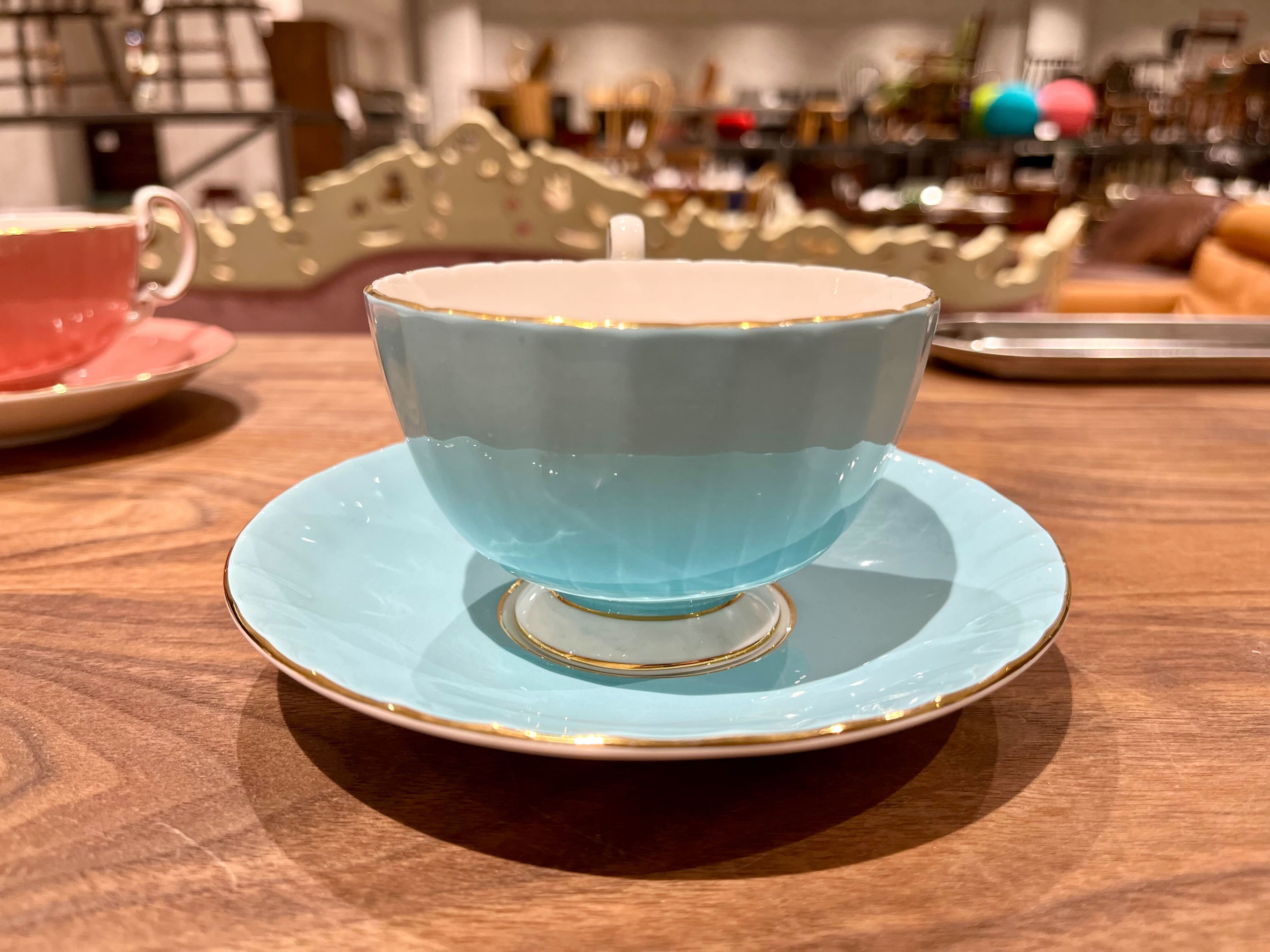 GMIK146OB○AYNSLEY / エインズレイ カップ&ソーサー 水色 Made in England Fine Bone China 花柄 ティーカップ