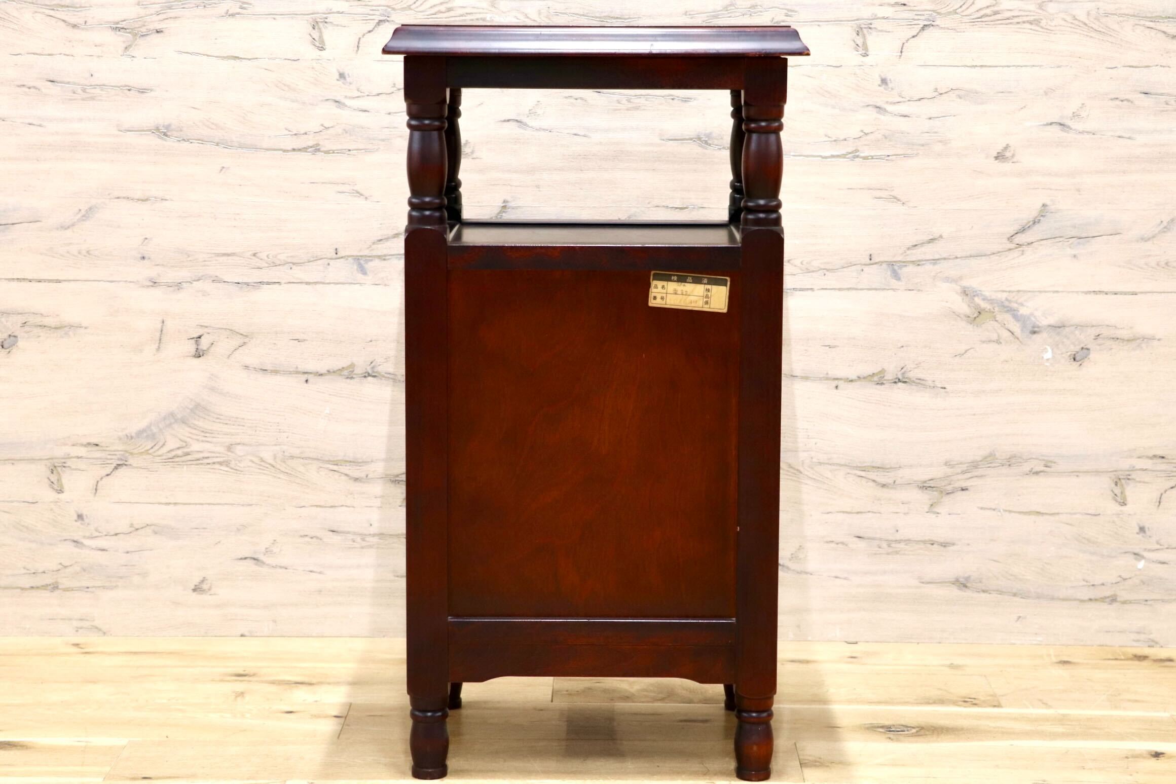 GMIK956○民芸家具 電話台 FAX台 花台 サイドチェスト 木製 天然木 アンティーク調 レトロ 飾り台 棚 収納