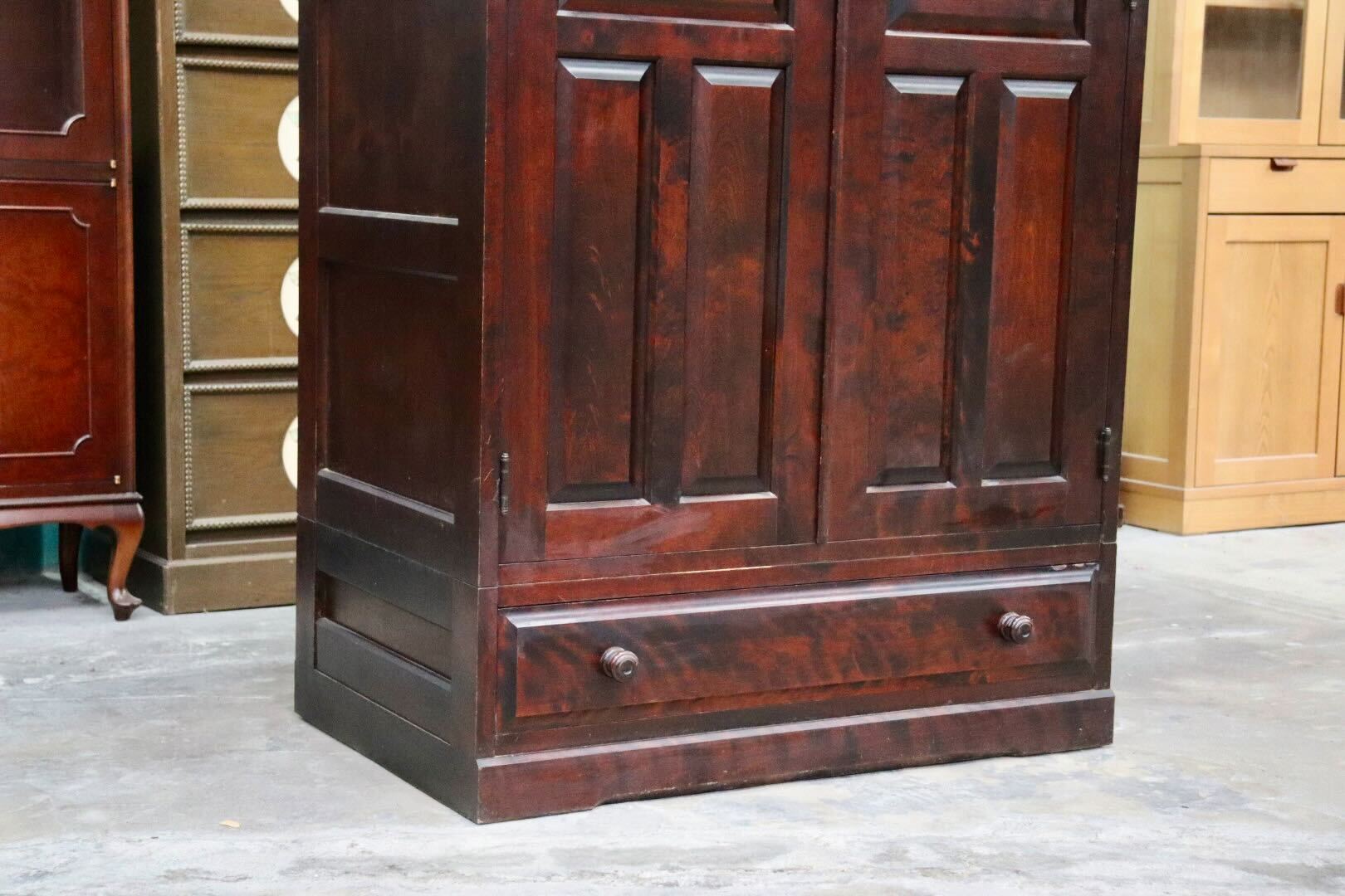 GMHH449C○北海道民芸家具 ワードローブ クローゼット 洋服タンス 樺材 無垢 和家具 和室 和モダン 古民家