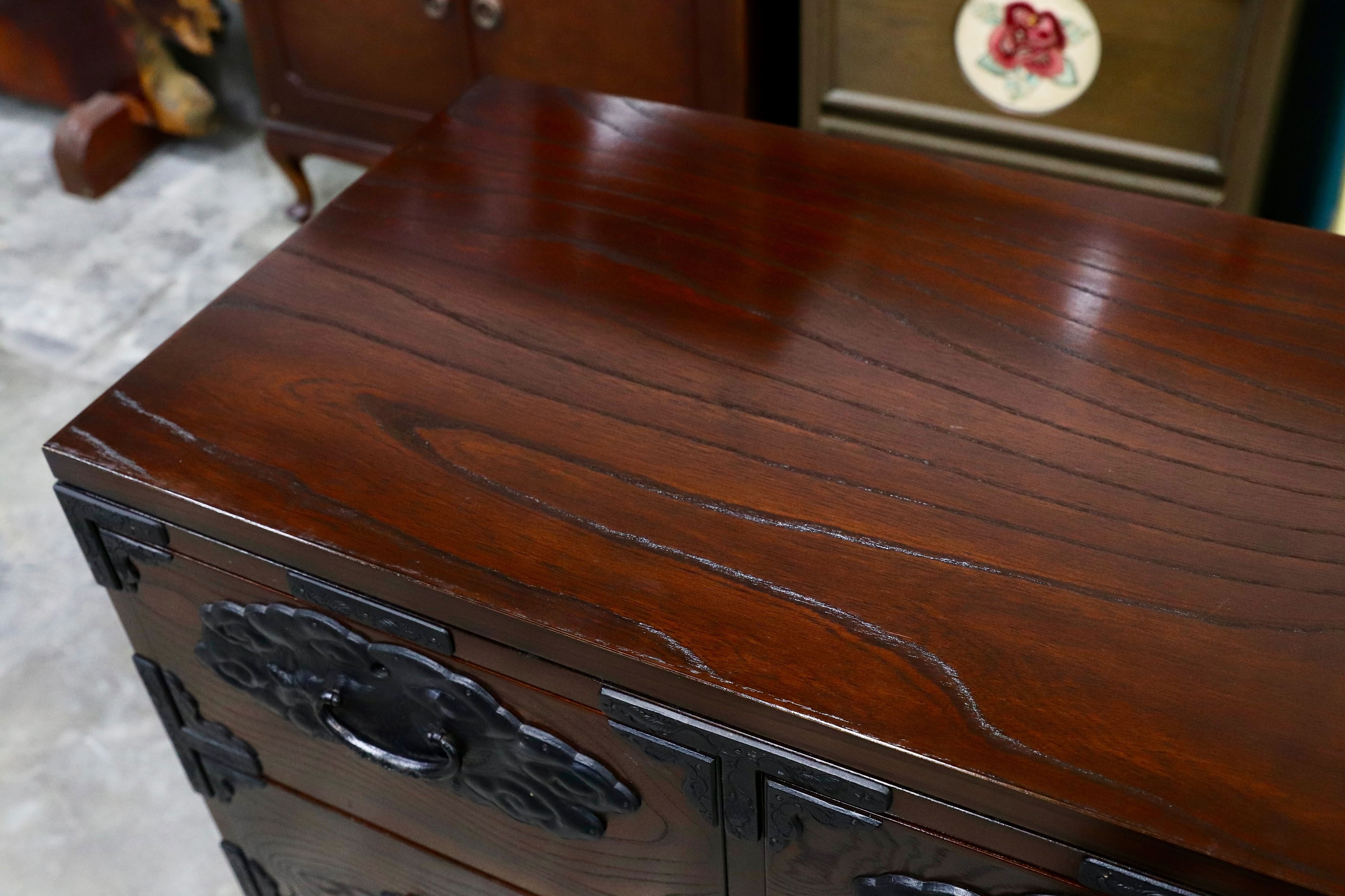 GMIS389○南部鉄器 最高級 車箪笥 整理箪笥 チェスト サイドボード タンス リビングボード 和家具 欅材 和モダン レトロ 検)岩谷堂箪笥