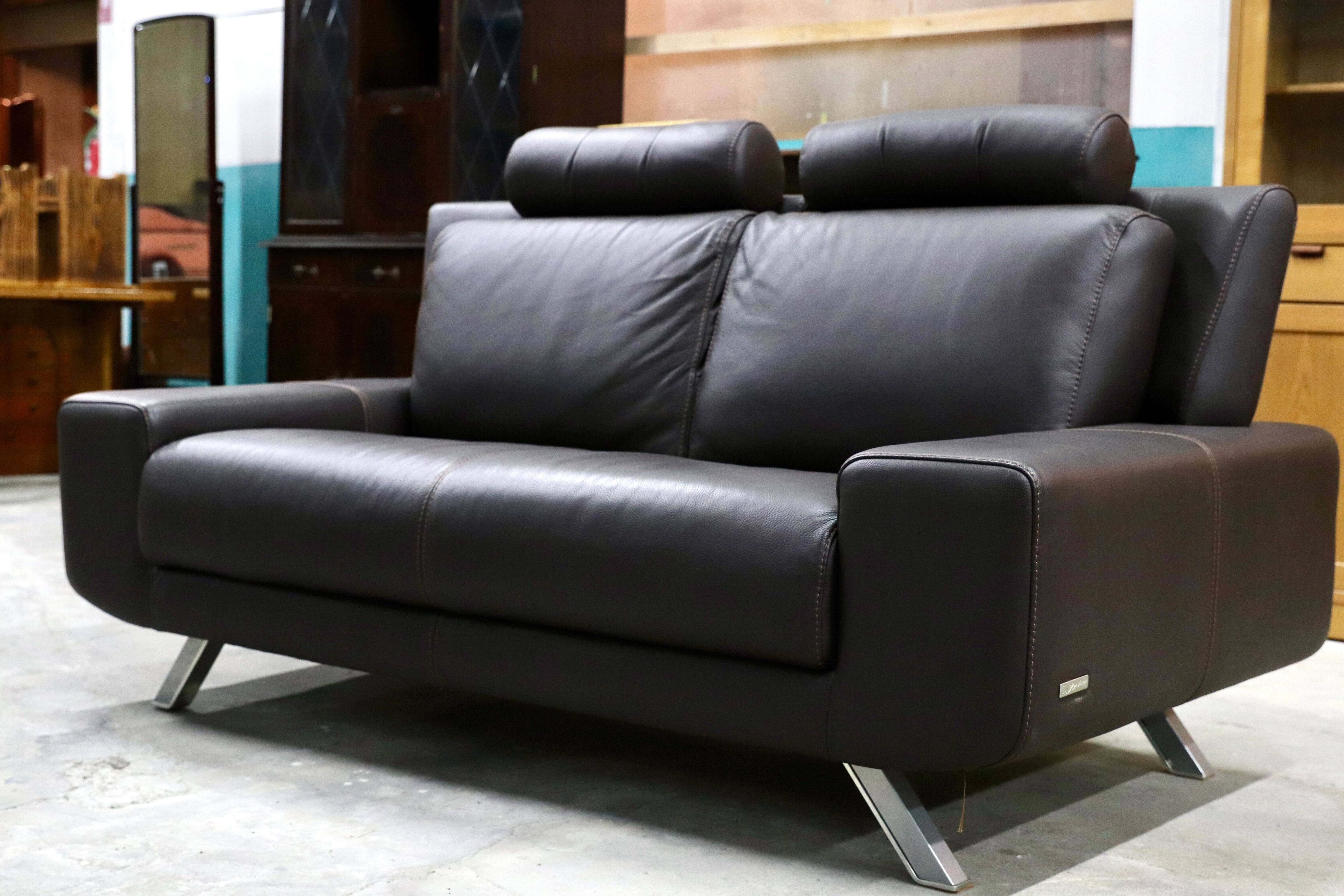GMIS135B○NICOLETTI / ニコレッティ 2人掛けソファ ラブソファ 本革 レザー イタリアモダン ダークブラウン 長椅子