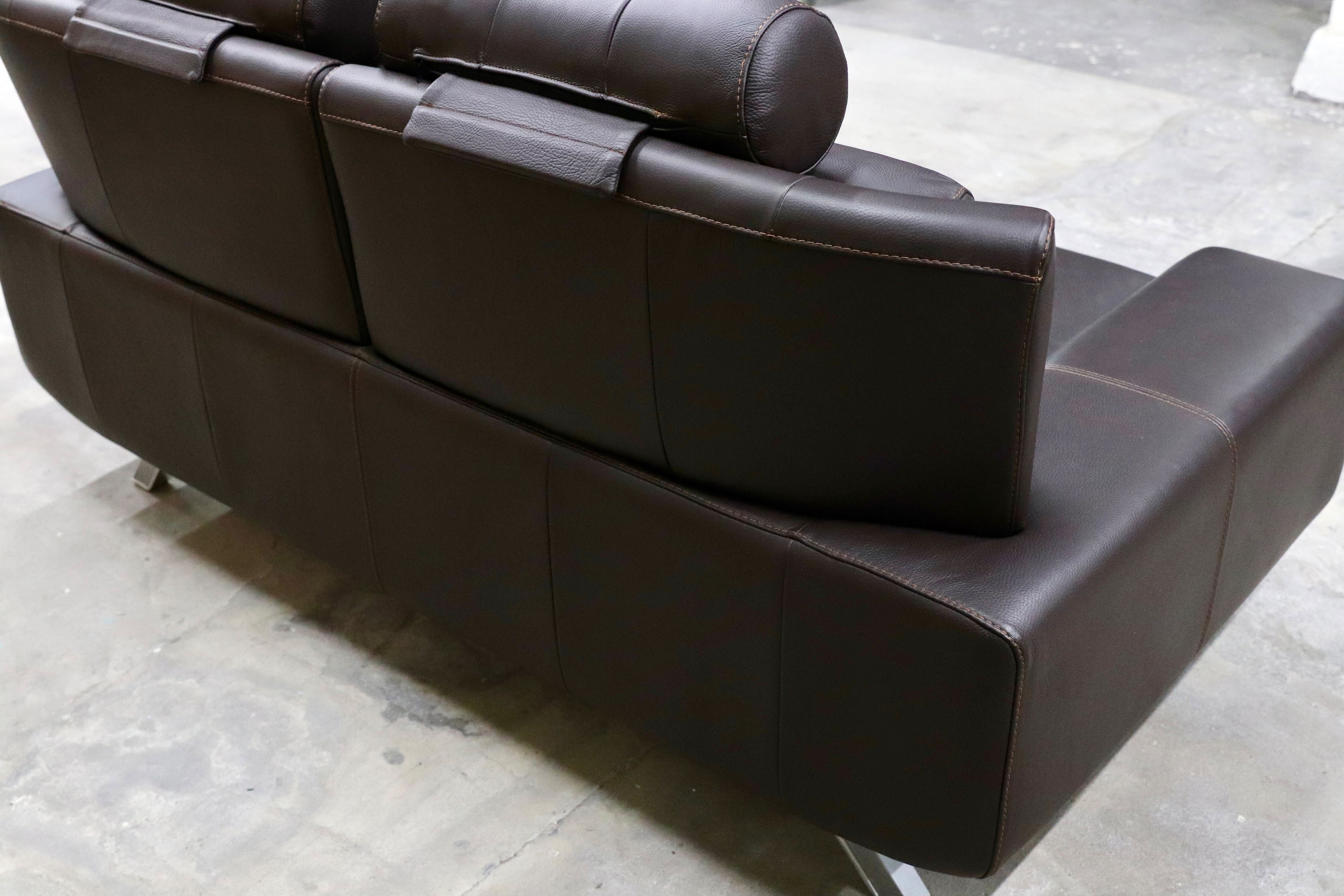 GMIS135B○NICOLETTI / ニコレッティ 2人掛けソファ ラブソファ 本革 レザー イタリアモダン ダークブラウン 長椅子