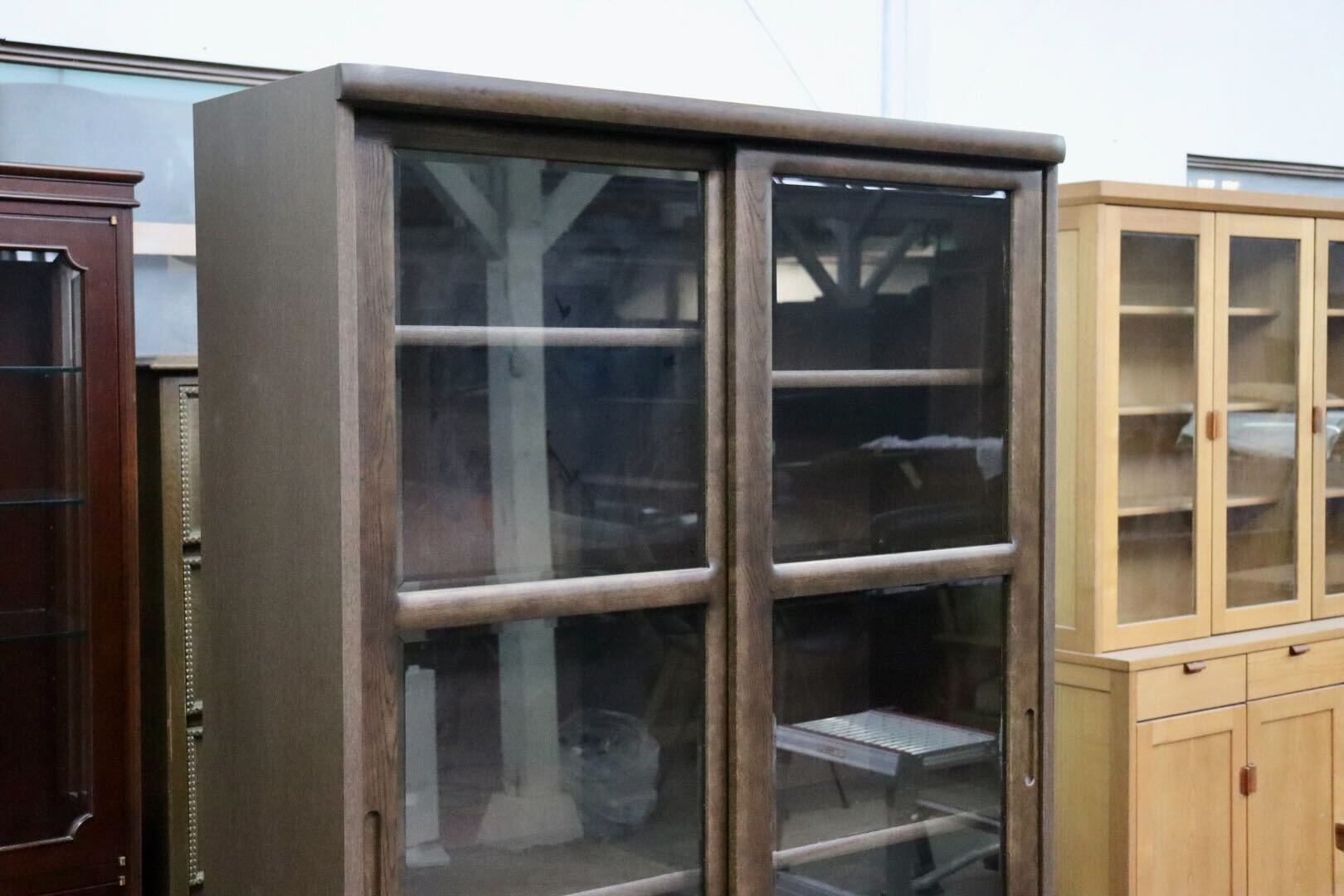 GMIK657○浜本工芸 / HAMAMOTO No.3600 書棚 本棚 ブックシェルフ 飾り棚 収納棚 キャビネット 楢材 無垢 モダン 定価約16万 美品