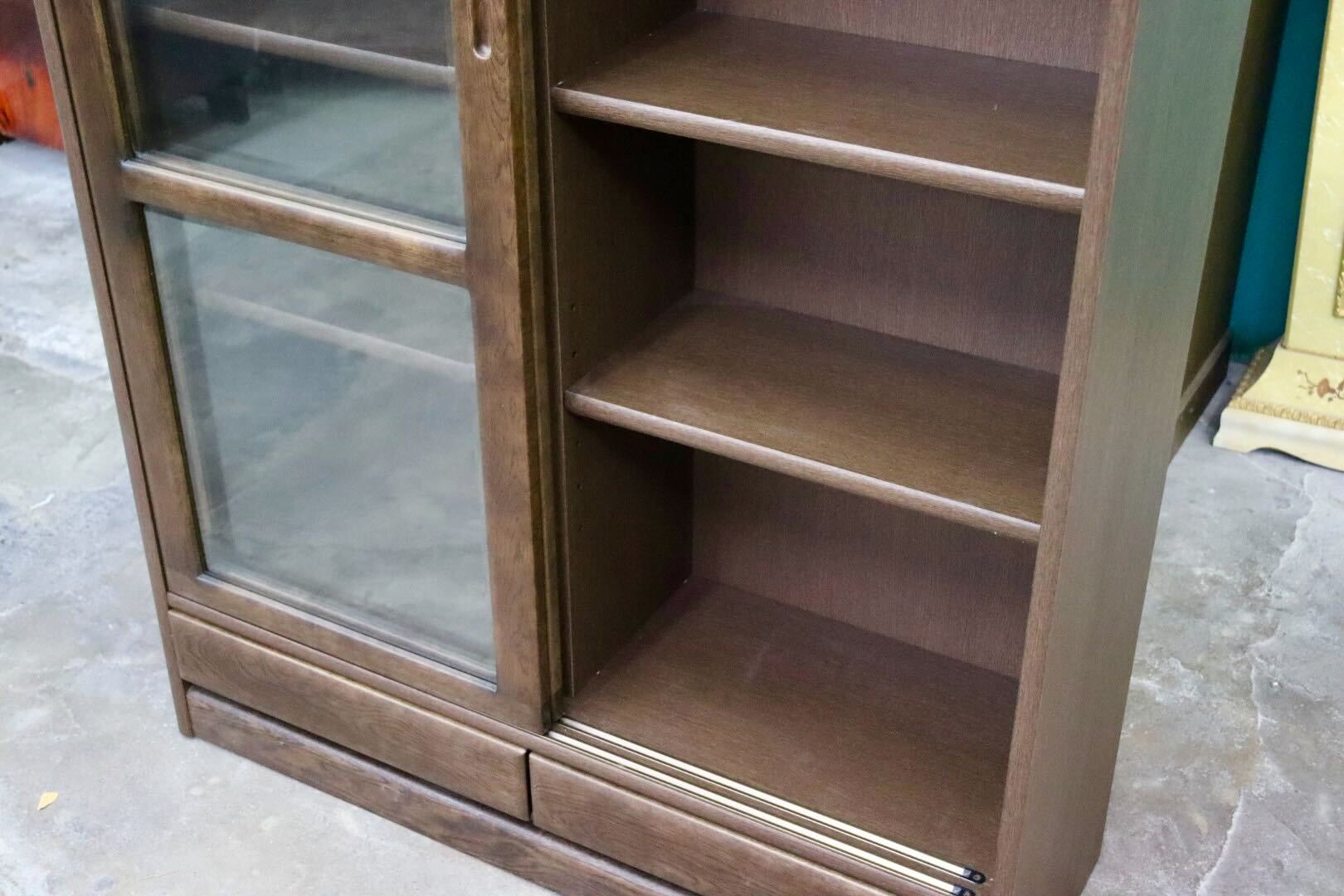 GMIK657○浜本工芸 / HAMAMOTO No.3600 書棚 本棚 ブックシェルフ 飾り棚 収納棚 キャビネット 楢材 無垢 モダン 定価約16万 美品