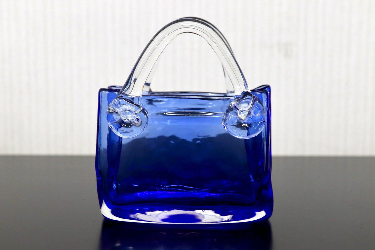GMJO141E○ガラス製 ハンドバッグ型 フラワーベース 花瓶 花器 一輪挿し 小物入れ 置物 インテリア モダン ミッドセンチュリー