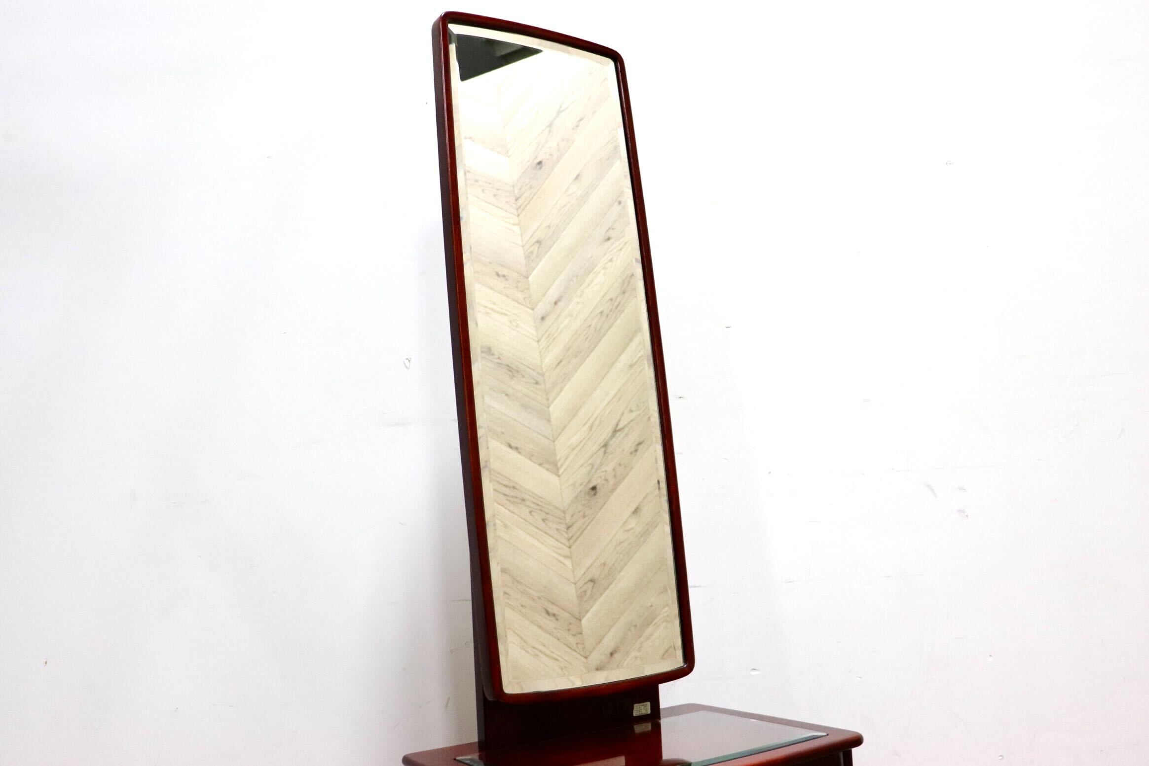 GMHN123A○karimoku / カリモク 姿見 鏡台 全身鏡 鏡 化粧台 小引出し ドレッサー 収納家具 和家具 和モダン 和室 レトロ オールドカリモク