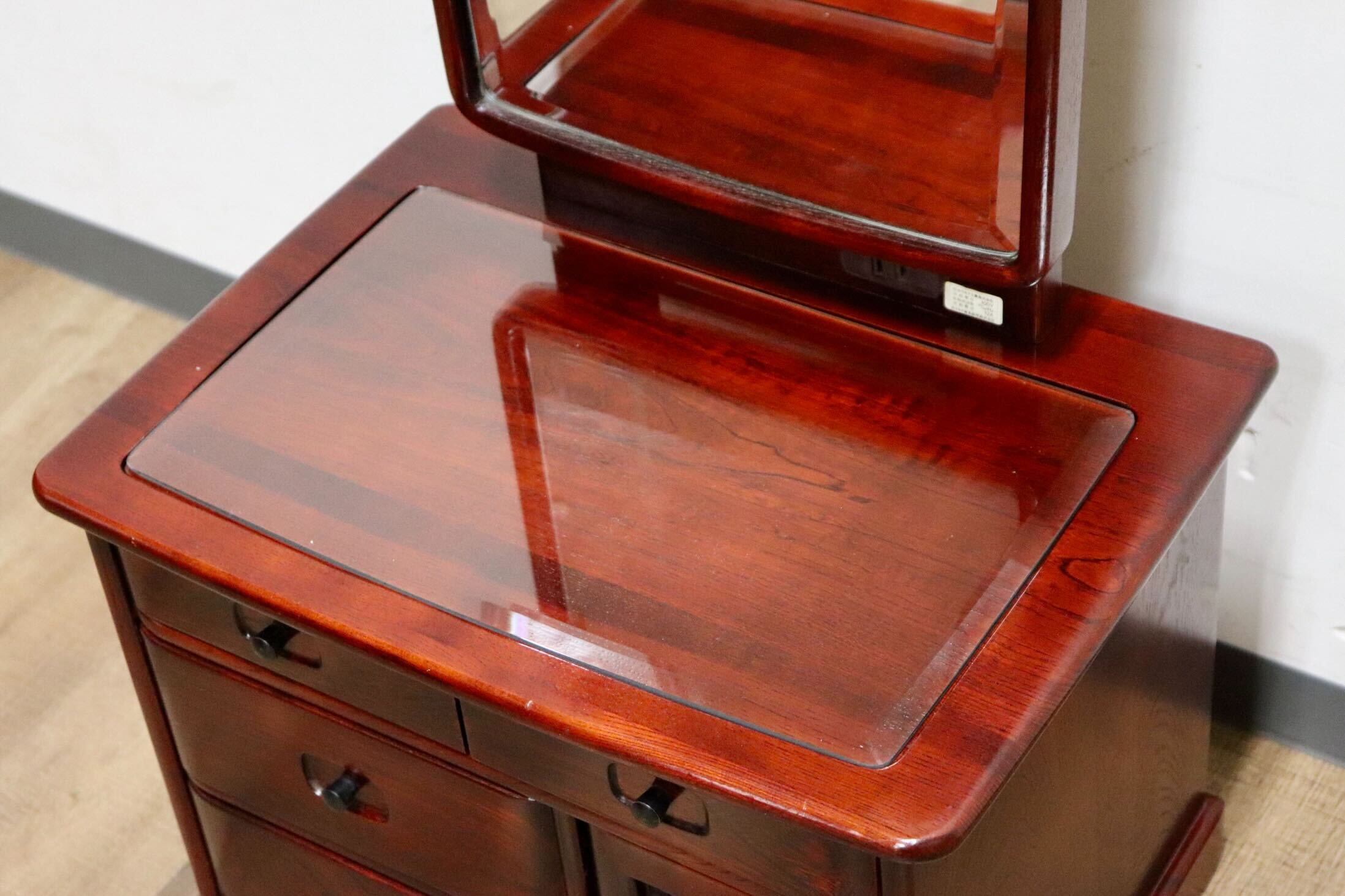 GMHN123A○karimoku / カリモク 姿見 鏡台 全身鏡 鏡 化粧台 小引出し ドレッサー 収納家具 和家具 和モダン 和室 レトロ オールドカリモク