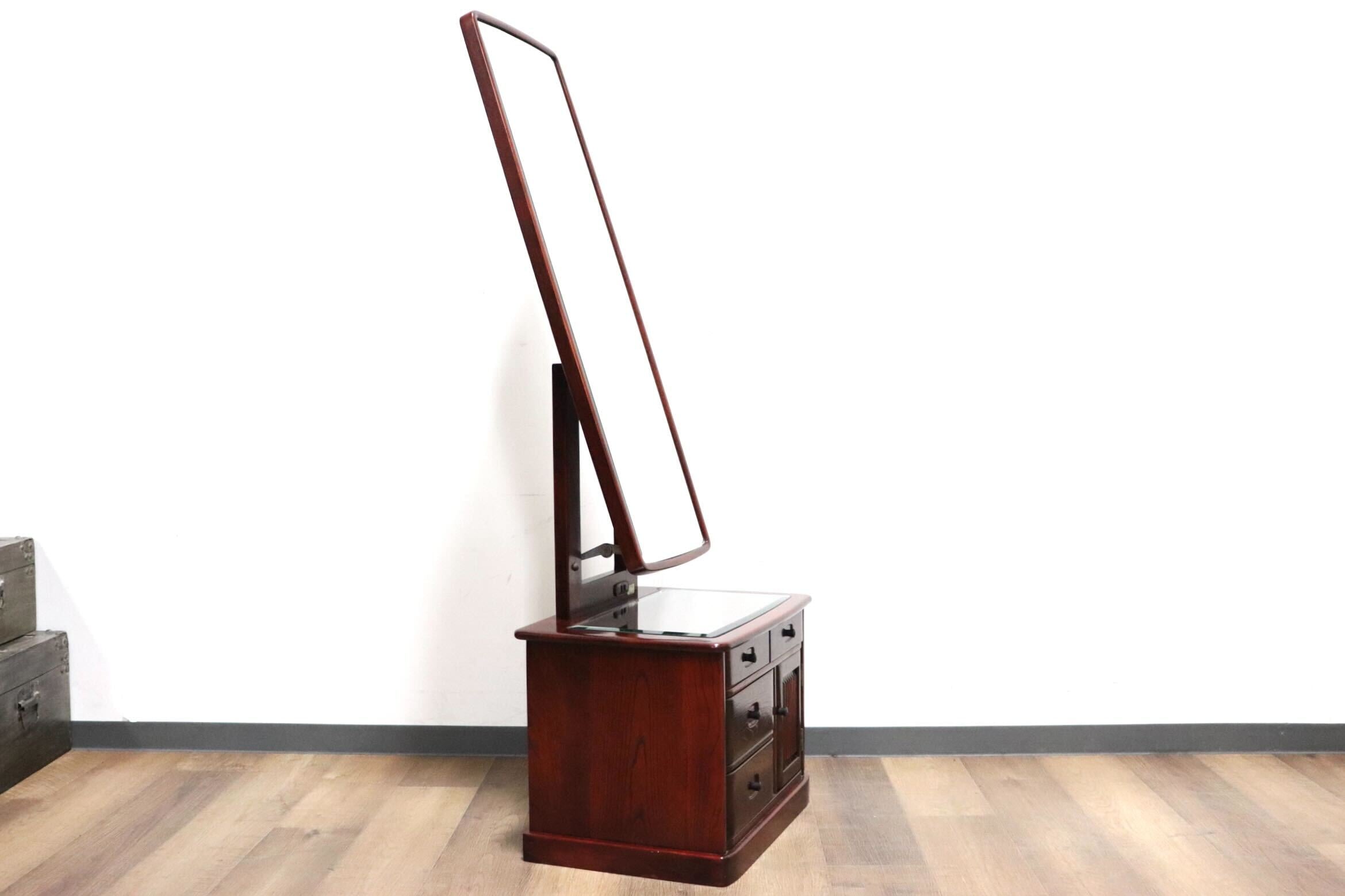 GMHN123A○karimoku / カリモク 姿見 鏡台 全身鏡 鏡 化粧台 小引出し ドレッサー 収納家具 和家具 和モダン 和室 レトロ オールドカリモク