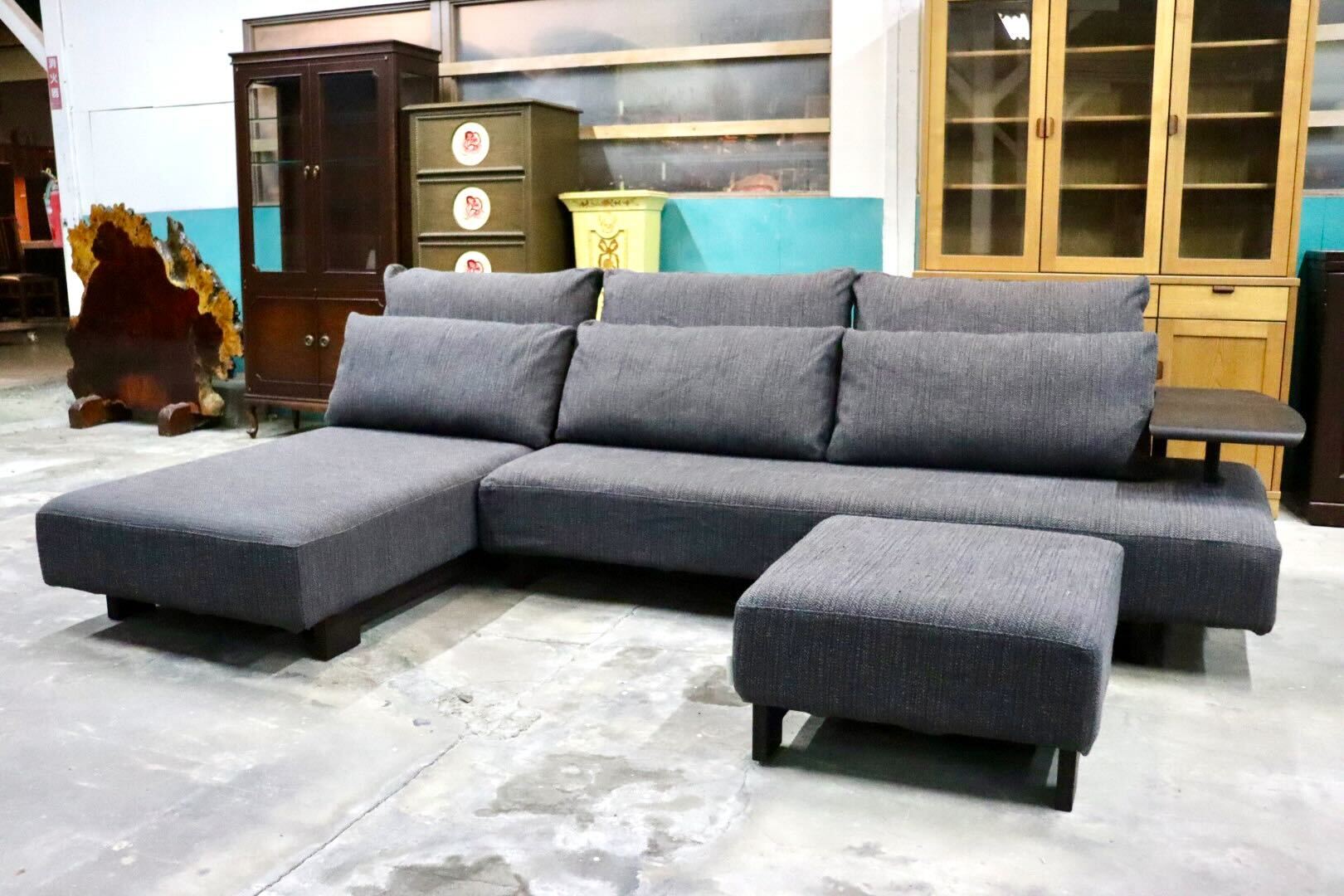 GMIK737○TAKUMI SOFA / 匠ソファ 利庵 LDカウチソファ コーナーソファ オットマン カバーリング アームテーブル シラカワ 定価約122万