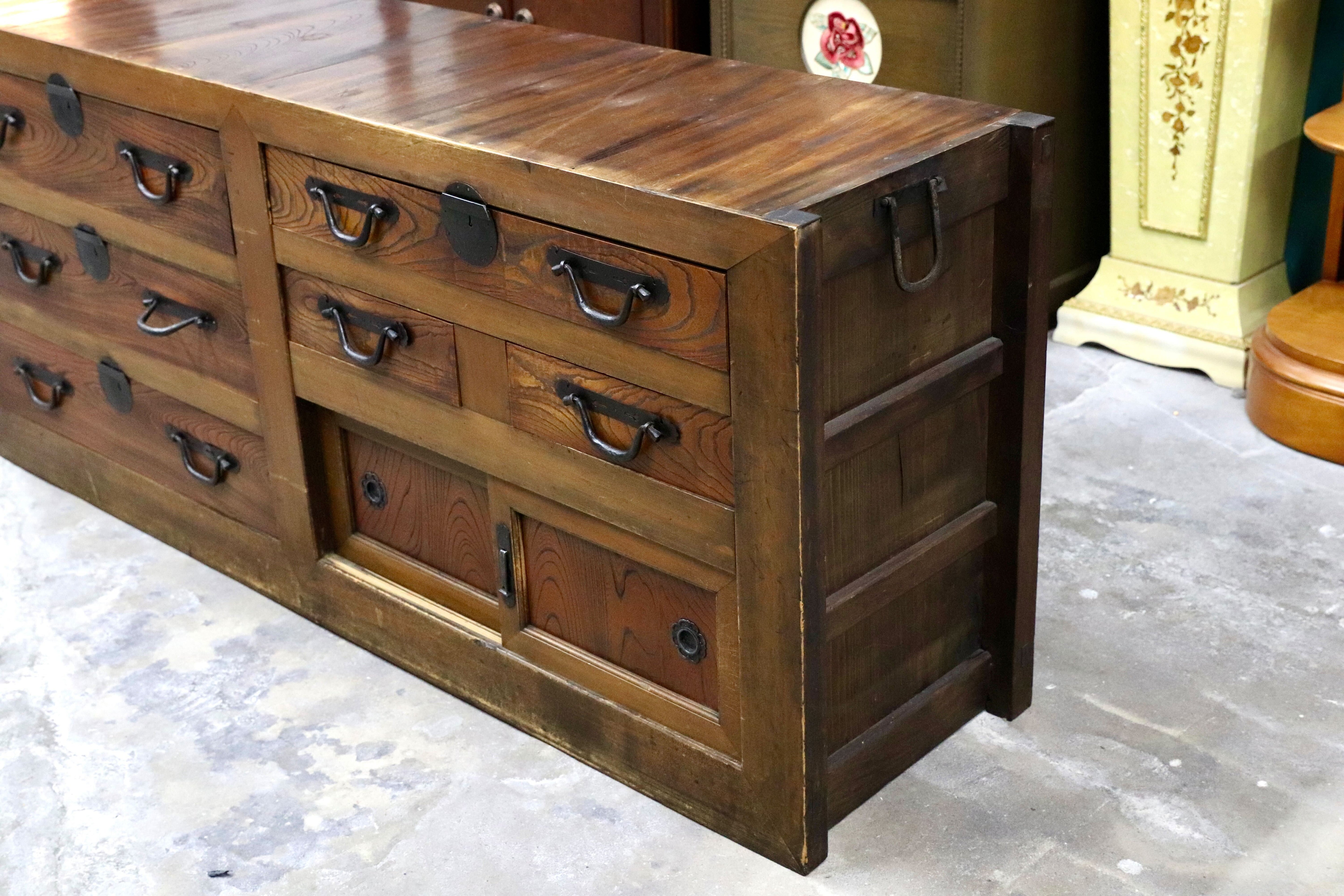 GMIS406○和製アンティーク サイドボード リビングボード 箪笥 店舗什器 引出し収納 古道具 古民家 レトロ