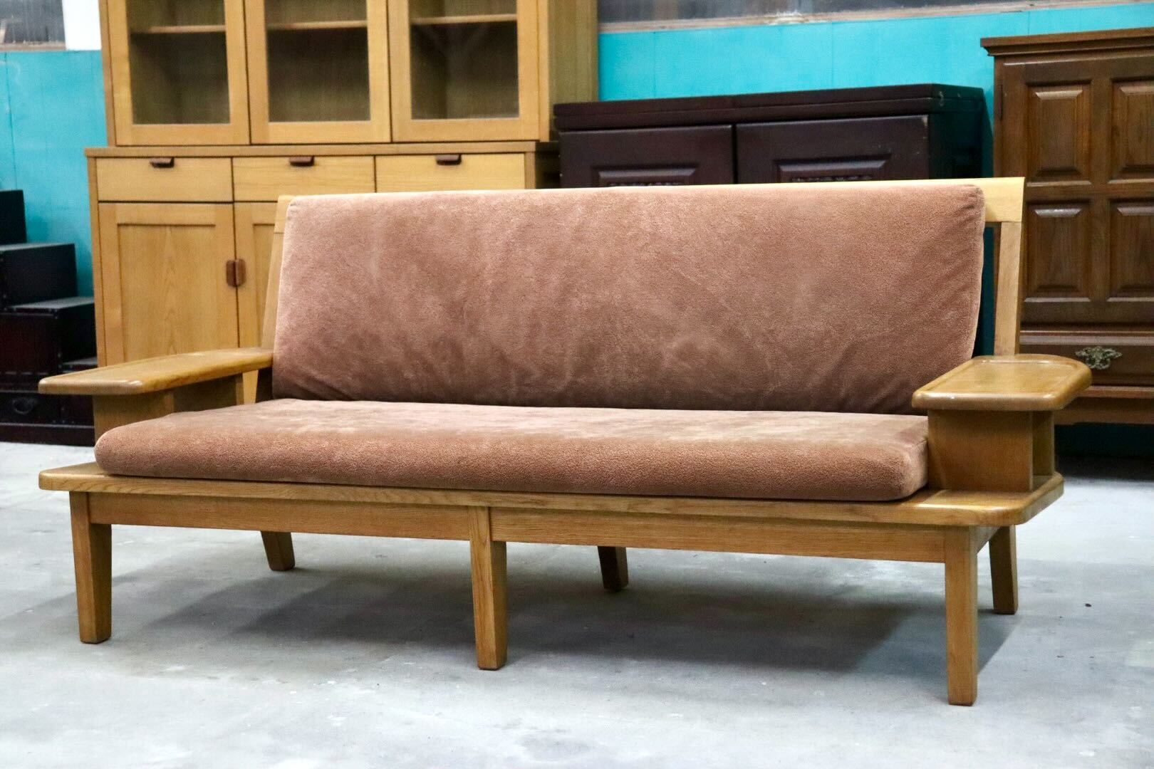 GMIK817○和モダン 2人掛けソファ ラブソファ 長椅子 ファブリック 天然木 ナチュラル