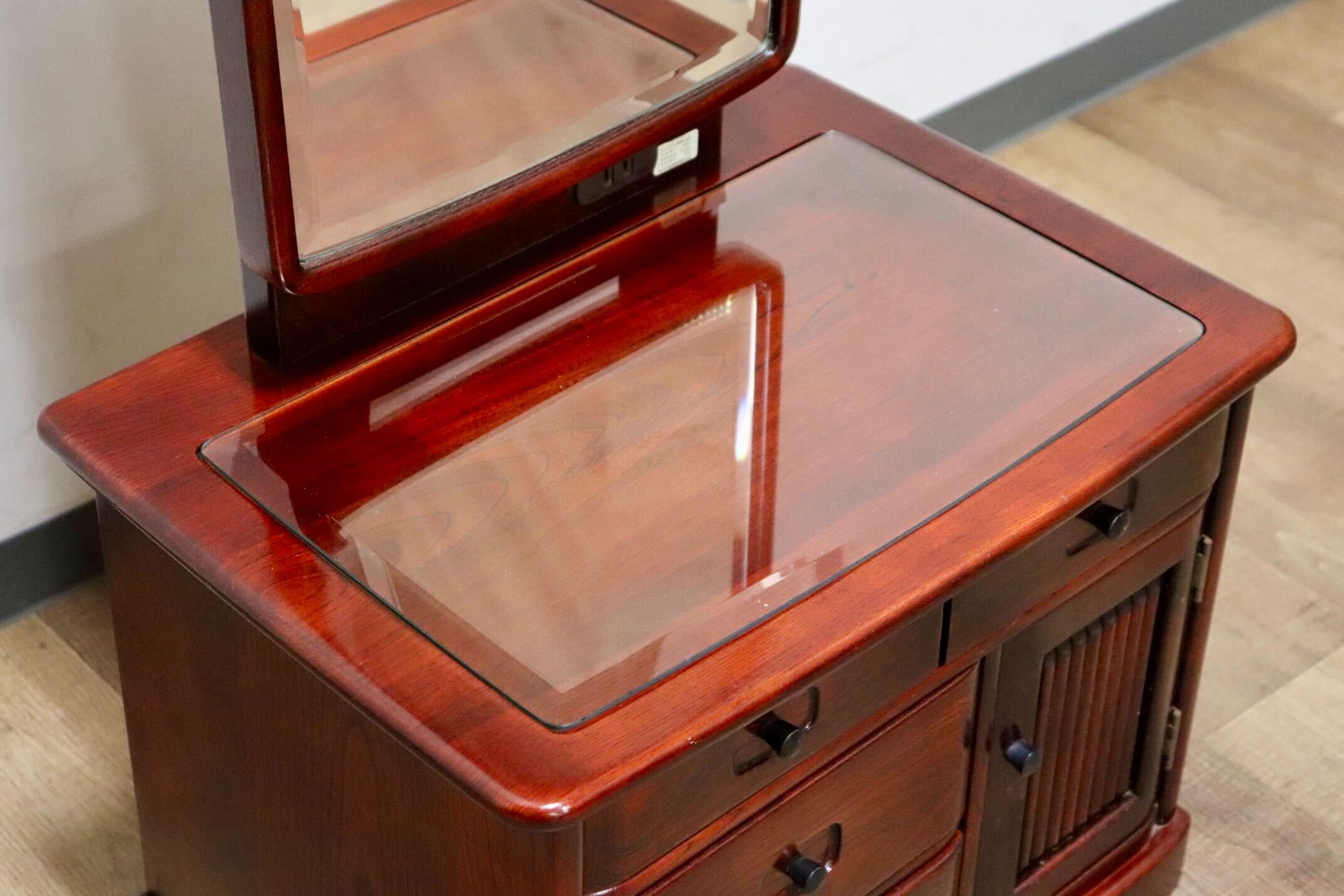 GMHN123A○karimoku / カリモク 姿見 鏡台 全身鏡 鏡 化粧台 小引出し ドレッサー 収納家具 和家具 和モダン 和室 レトロ オールドカリモク