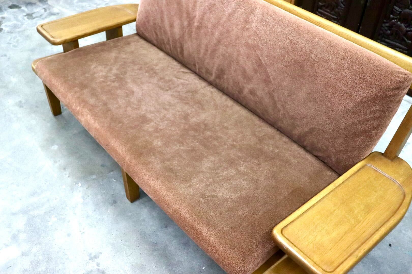 GMIK817○和モダン 2人掛けソファ ラブソファ 長椅子 ファブリック 天然木 ナチュラル