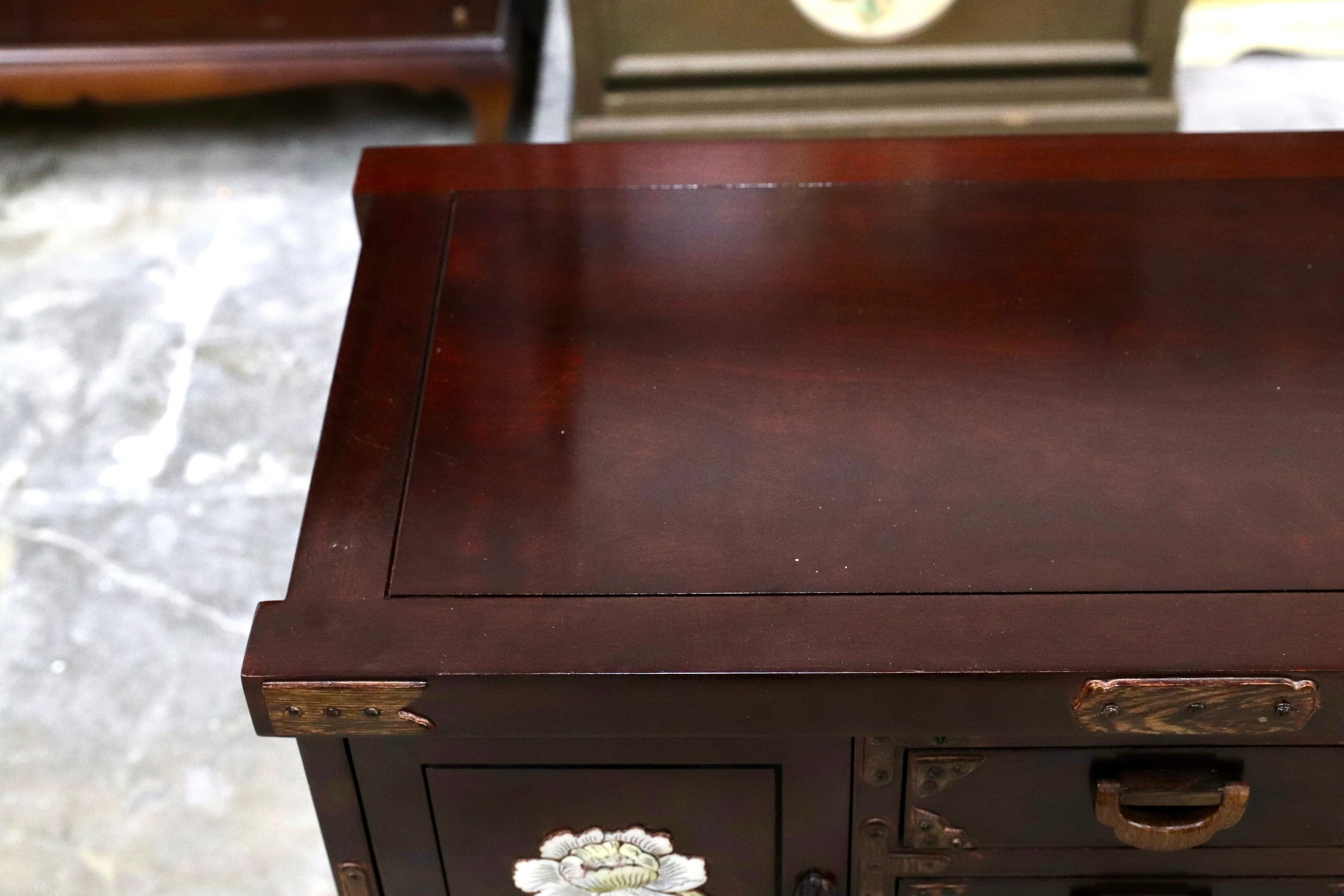 GMIS390B○唐木 花梨 鉄刀木 螺鈿細工 中国美術 最高級 車箪笥 ミニ箪笥 チェスト サイドボード アンティーク 小物入れ