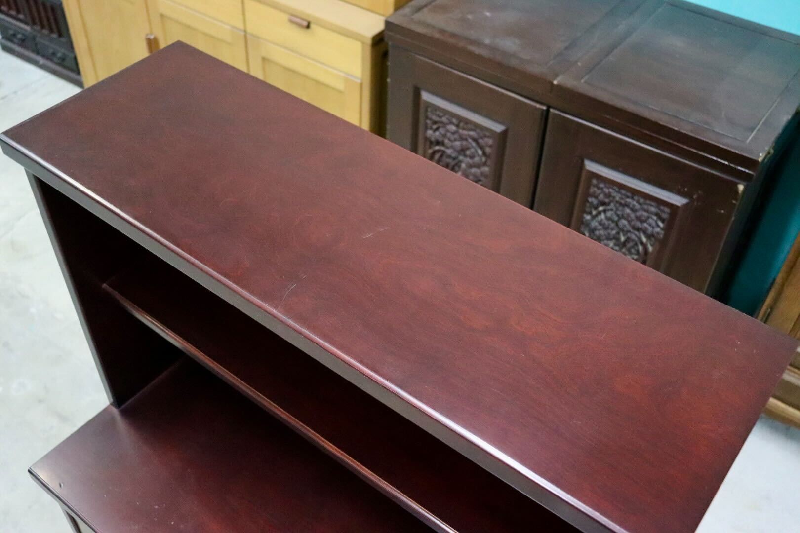 GMIK811A○モリシゲ / MORISHIGE キャビネット 飾り棚 本棚 リビング収納 オリーブ印 昭和レトロ 高級家具 ヴィンテージ