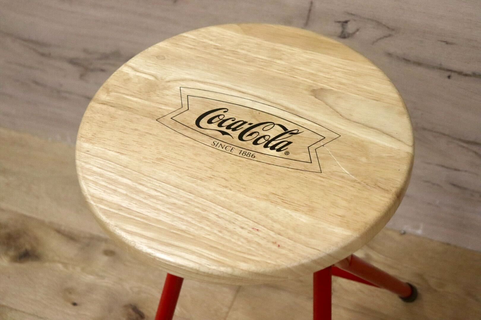 GMIS441◯コカコーラ スツール 昭和レトロ ビンテージ 座面木製 チェア インテリア ディスプレイ 稀少