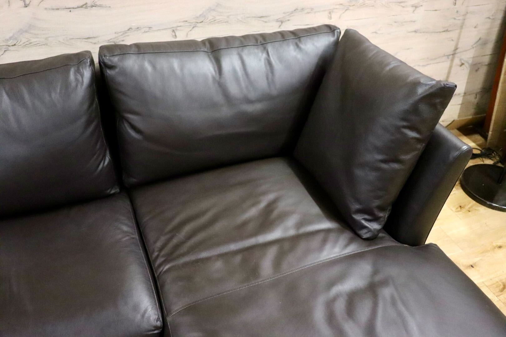 GMHF43○erba / エルバ オーロラ カウチソファ コーナーソファ 本革 フェザー イタリアモダン IDC大塚家具 定価約110万