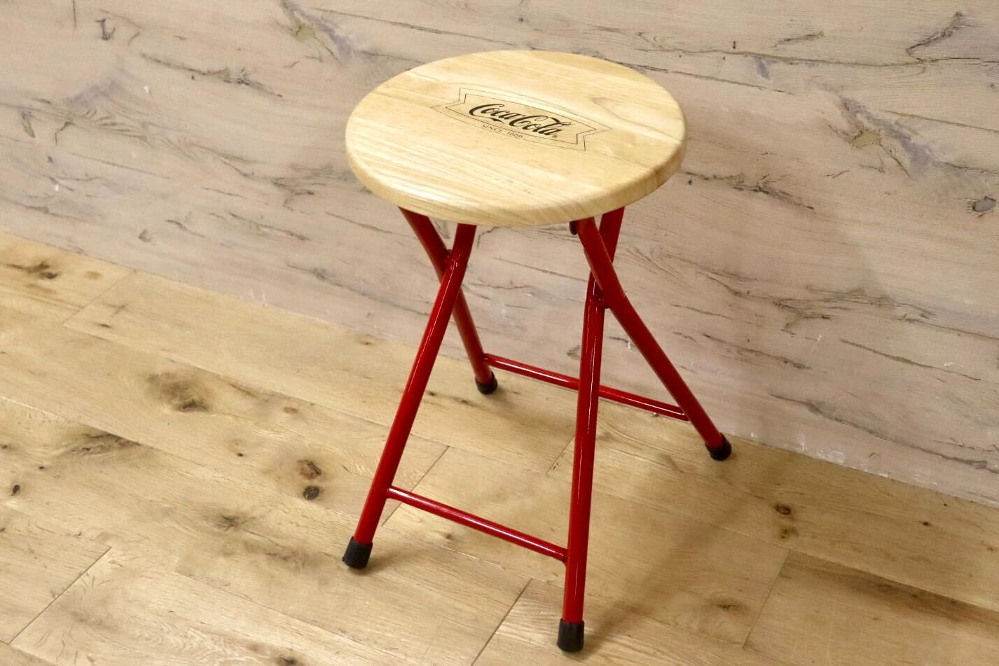 GMIS441◯コカコーラ スツール 昭和レトロ ビンテージ 座面木製 チェア インテリア ディスプレイ 稀少