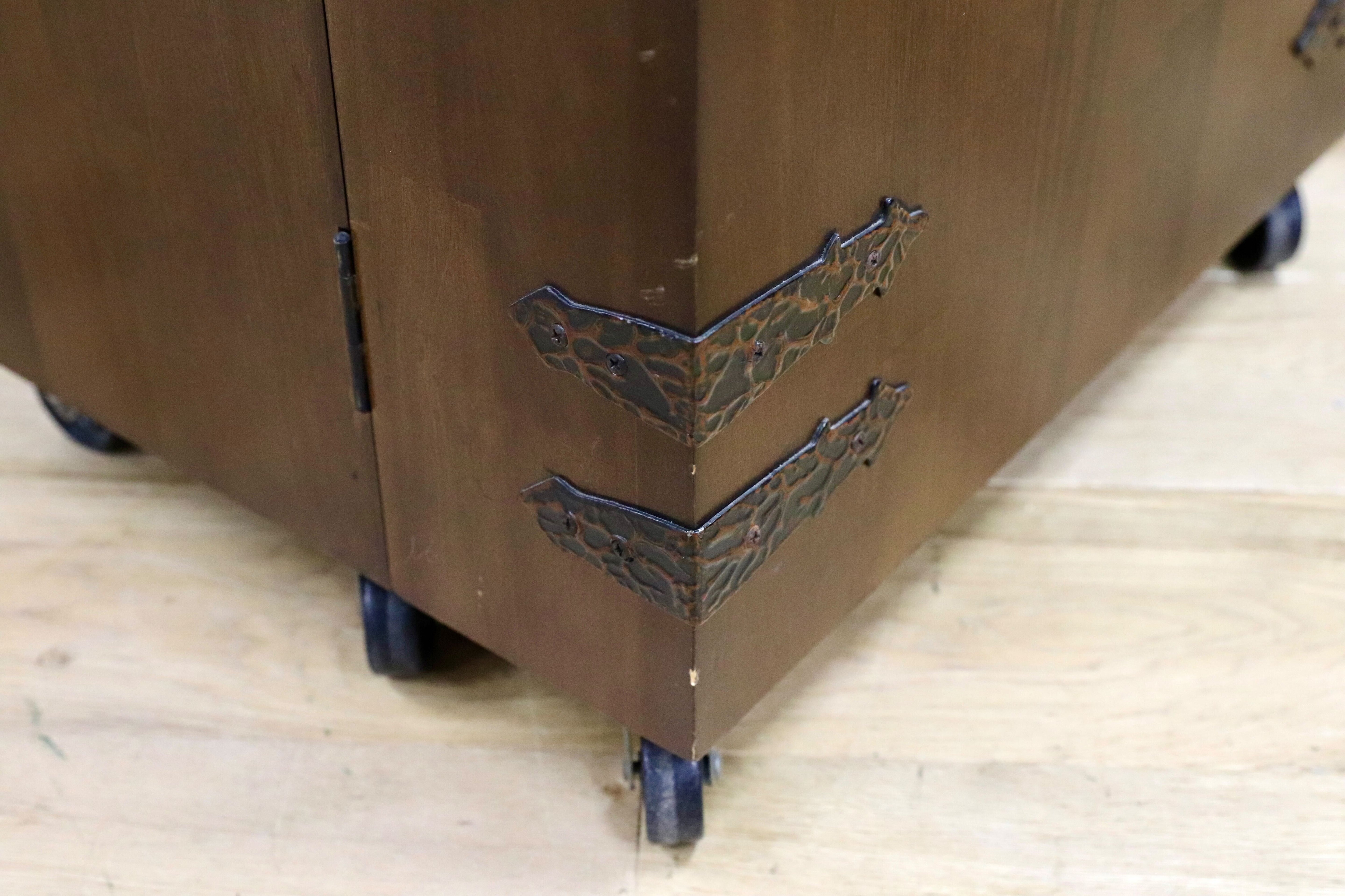 GMHN4○KOIZUMI / 小泉産業 チェスト ワゴン からくり収納 和モダン 和家具 木製 民芸家具 レトロ カントリー