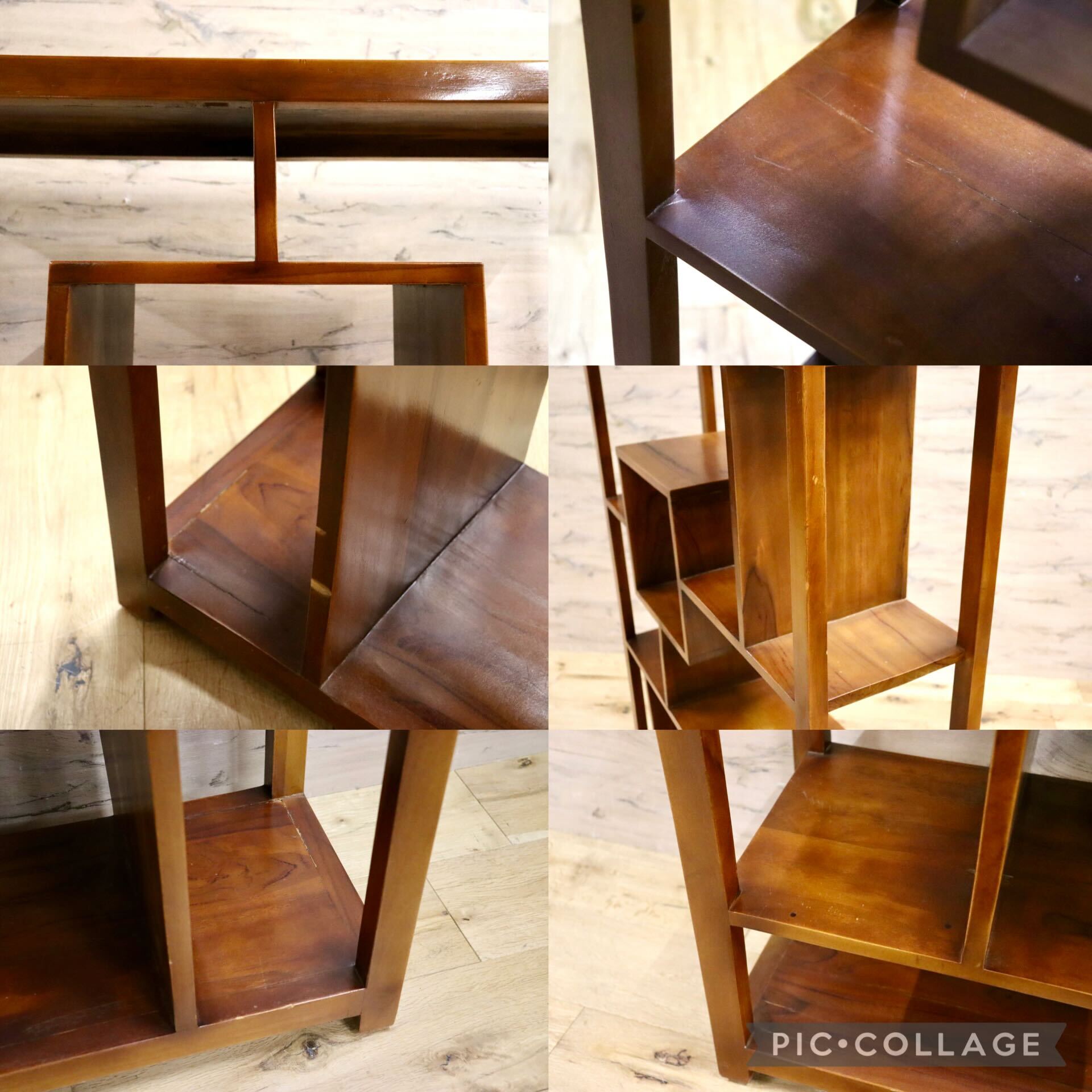 GMIH294○チーク無垢材 オープンシェルフ ラック 飾り棚 ディスプレイ棚 リビング収納 インテリア アジアン 店舗什器