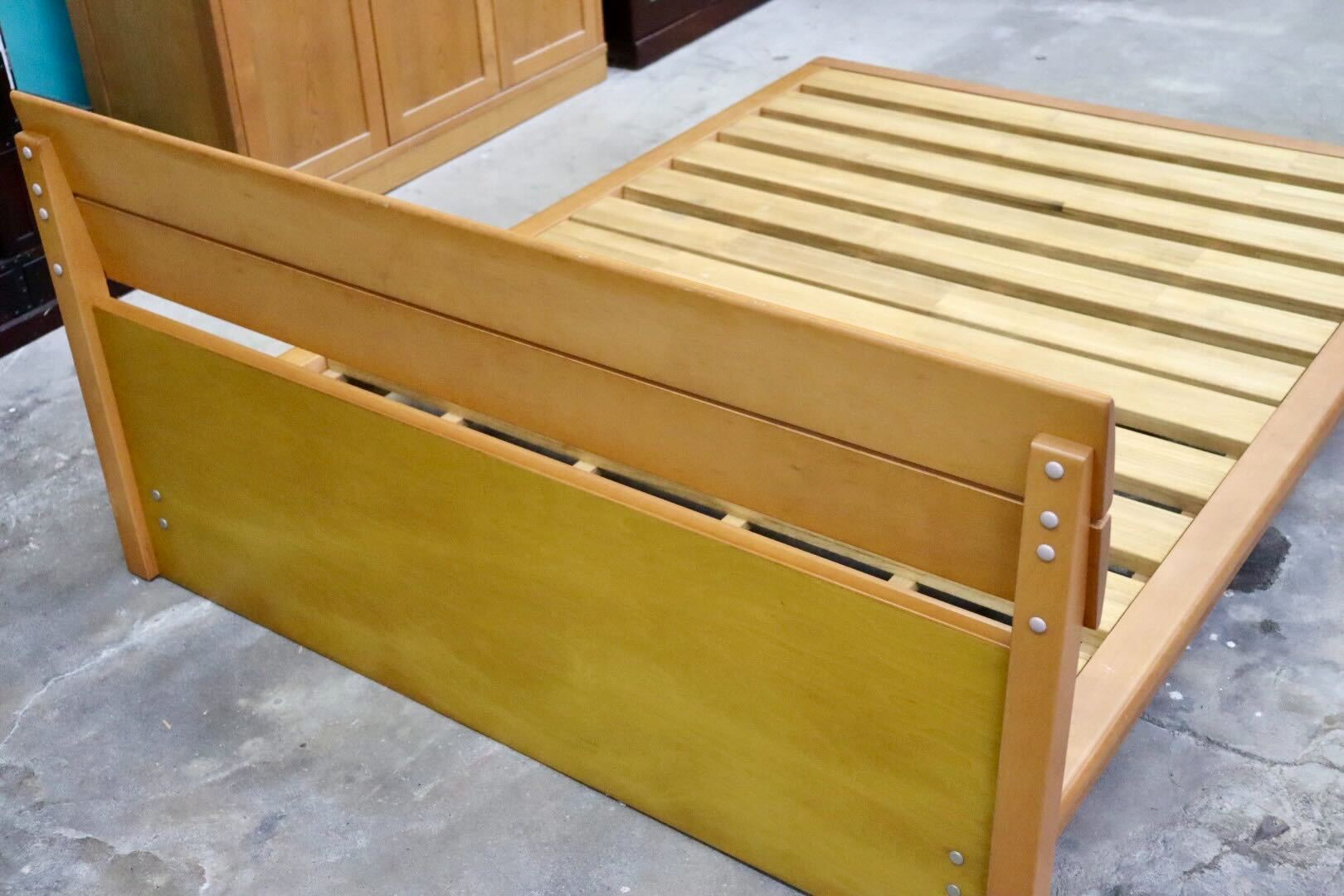 GMIH350○府中家具 SDシリーズ サクラ ダブルベッド ベッドフレーム 無垢材 高級家具 ロータイプ すのこ 国産家具