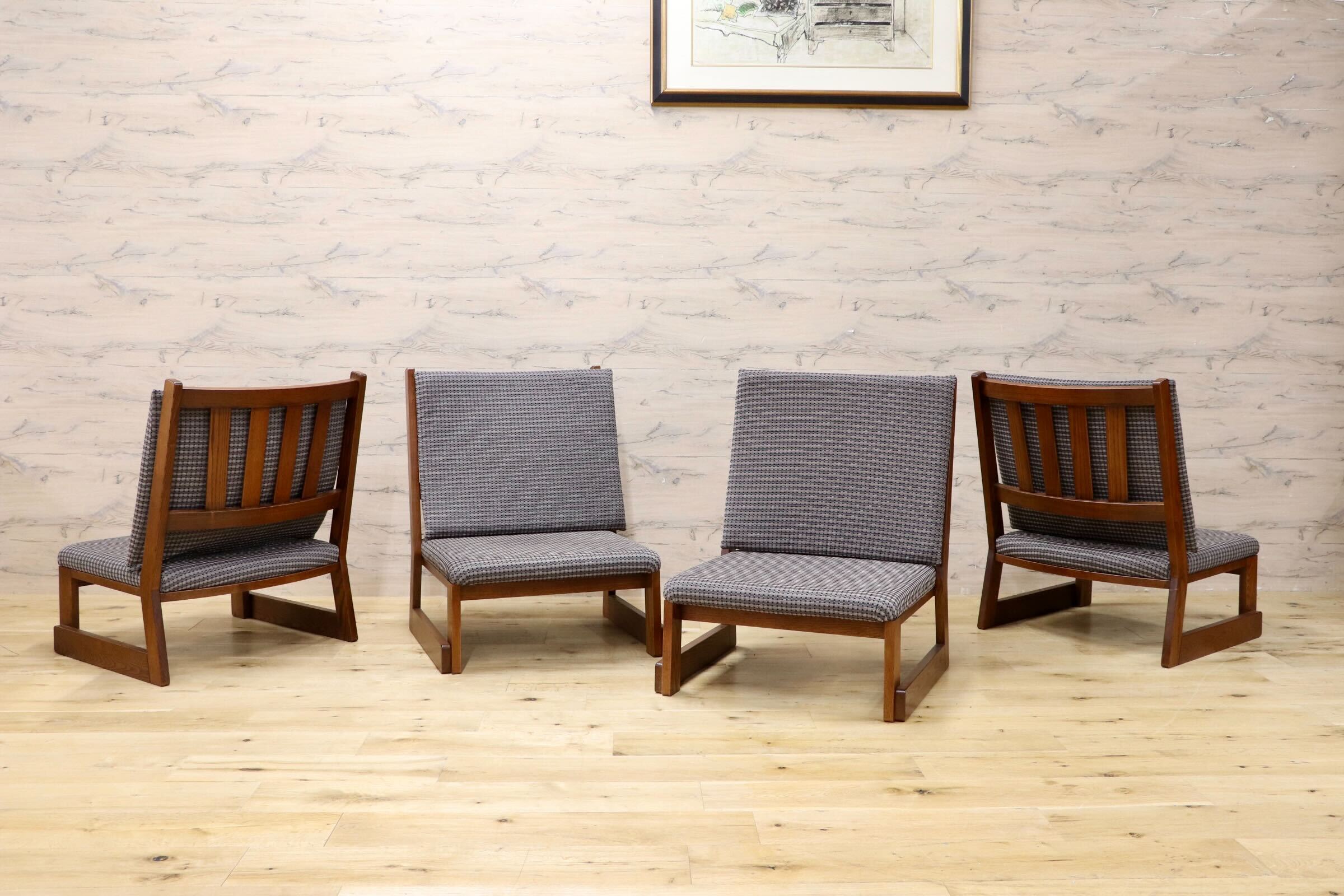 GMIH491A○シンプルモダン スタッキング ローチェア 4脚セット ラウンジチェア 座椅子 ファブリック 和室 座敷 和モダン 北欧スタイル