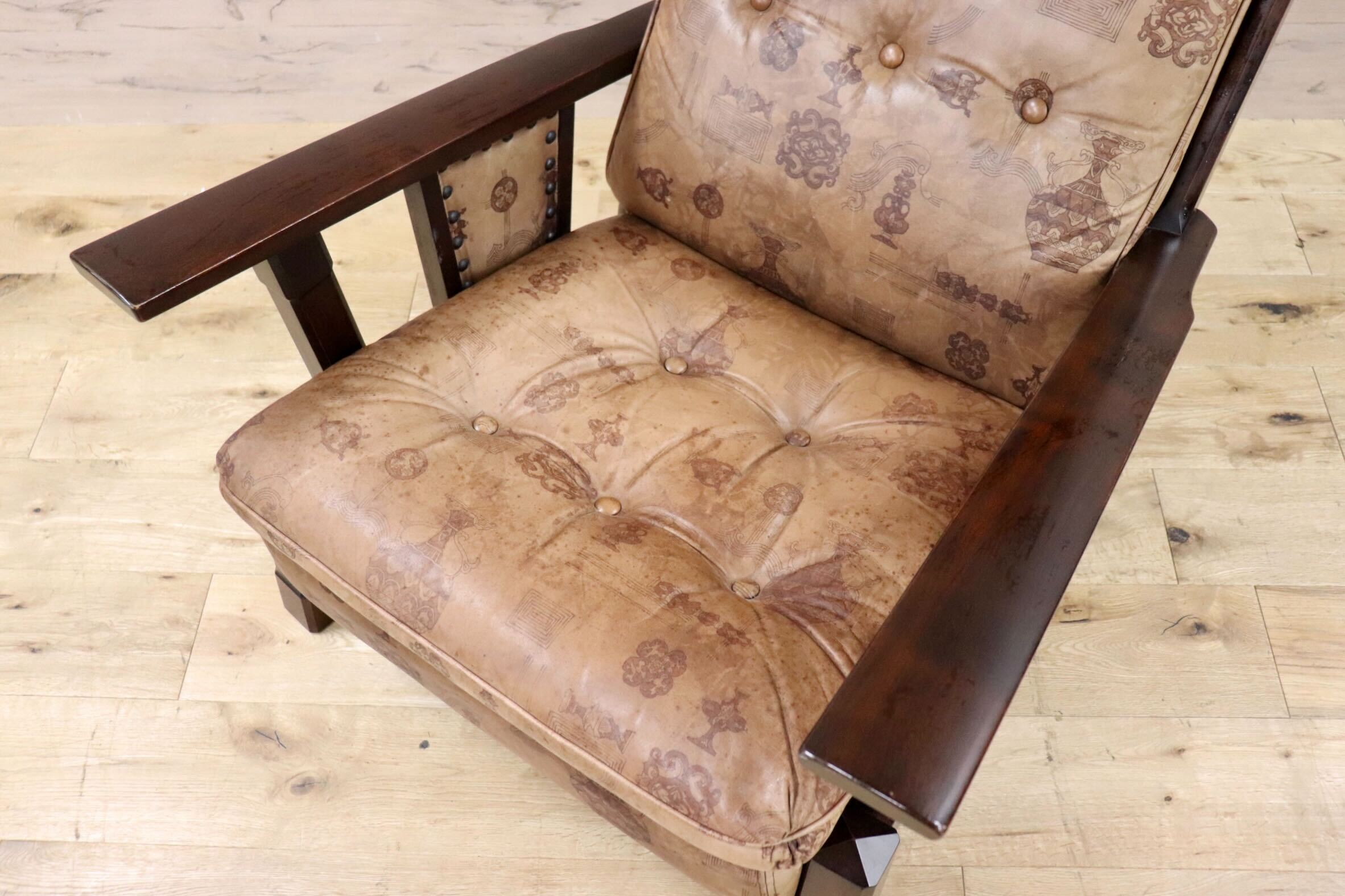 GMGS43A○MORISHIGE / モリシゲ 1人掛けソファ シングルソファ 本革 IDC大塚家具 鋲打ち クラシック 大正モダン 最高級 ヴィンテージ