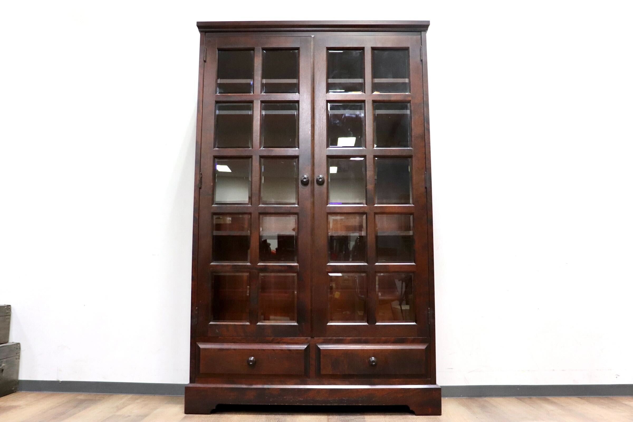 GMHH434○北海道民芸家具 本棚 書棚 ブックシェルフ 飾り棚 書庫 キャビネット 樺材 無垢 和家具 和室 古民家 和モダン 書斎 民芸家具