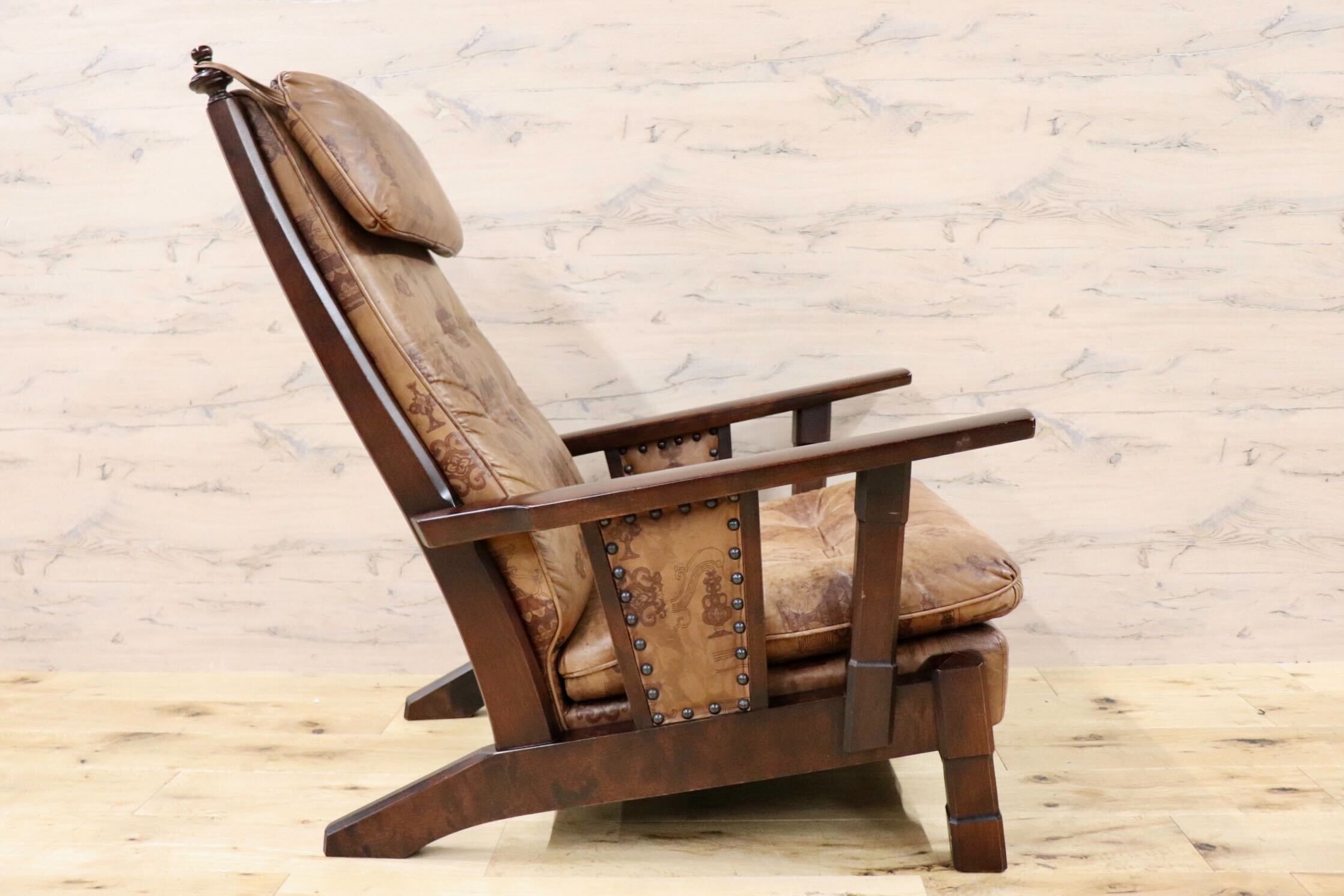 GMGS43A○MORISHIGE / モリシゲ 1人掛けソファ シングルソファ 本革 IDC大塚家具 鋲打ち クラシック 大正モダン 最高級 ヴィンテージ